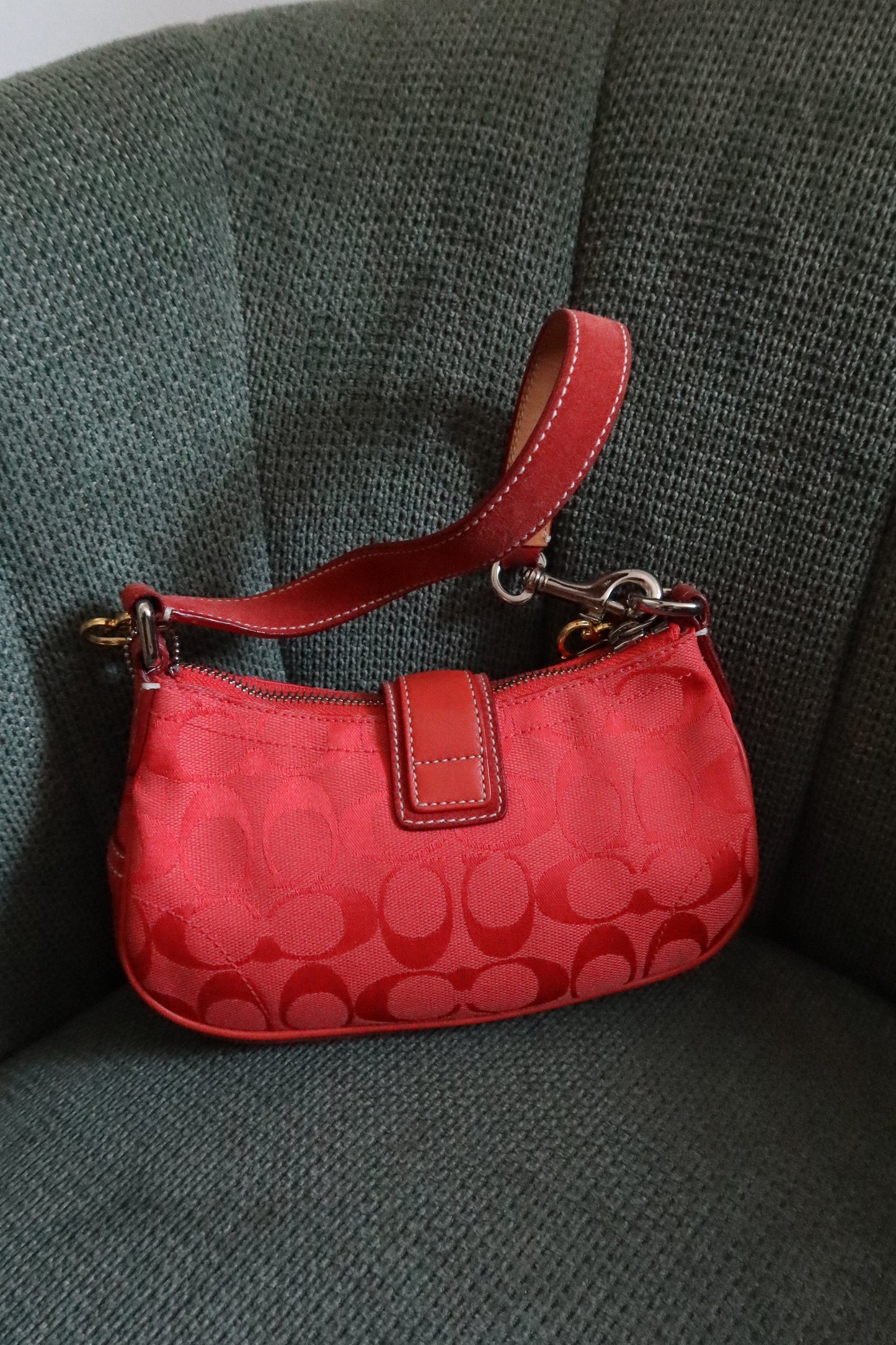 Coach Red Orange Demi Hamptons Buckle Bag