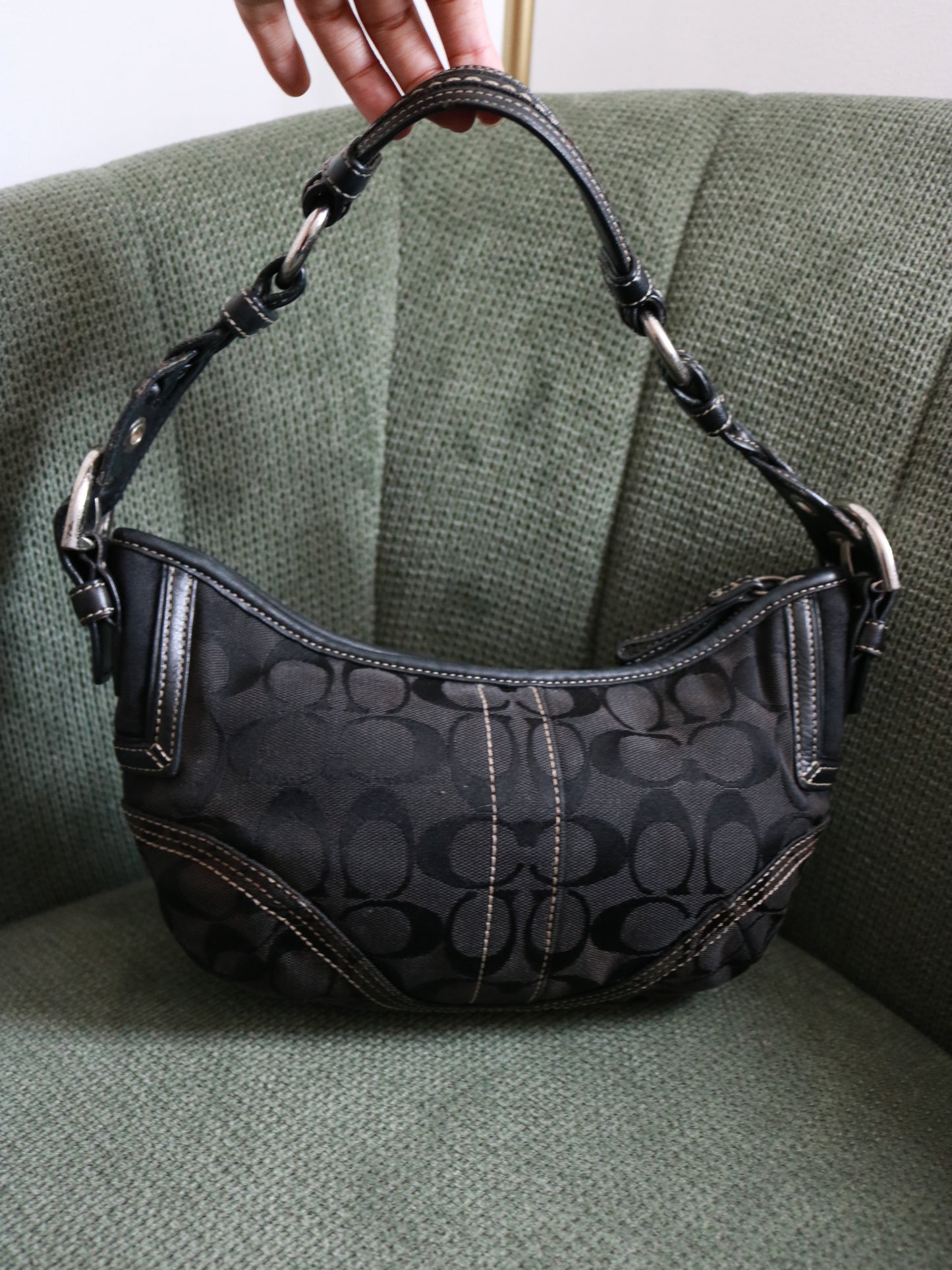 Coach Black Canvas Mini Hobo Bag