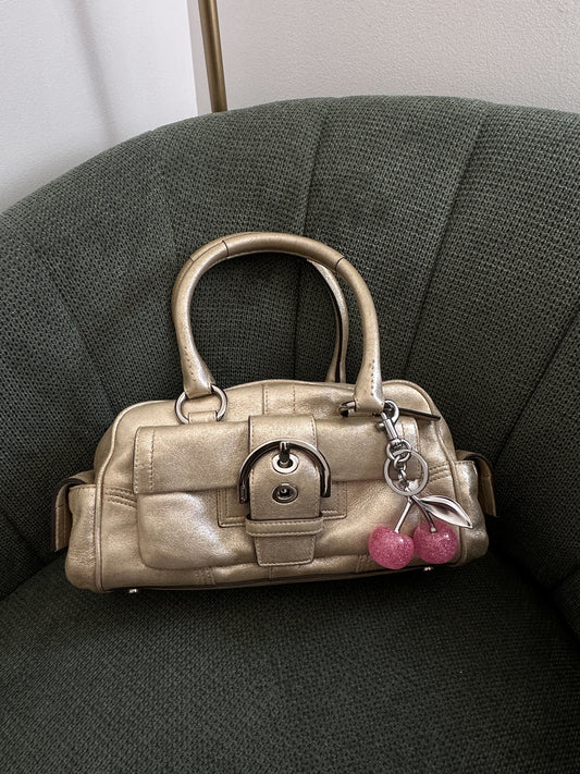 Coach Silver Shimmer Mini Boston Satchel Bag