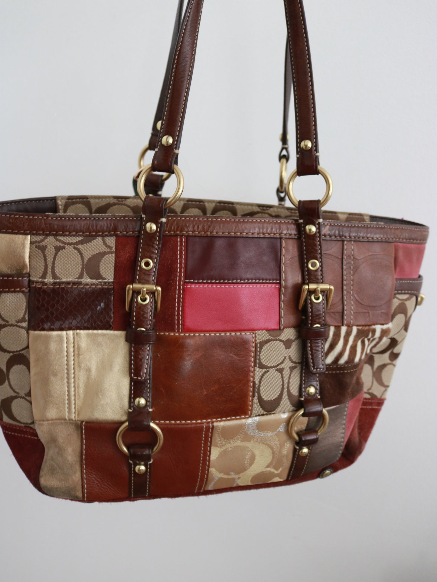 Coach Brown Patchwork Tote Bag