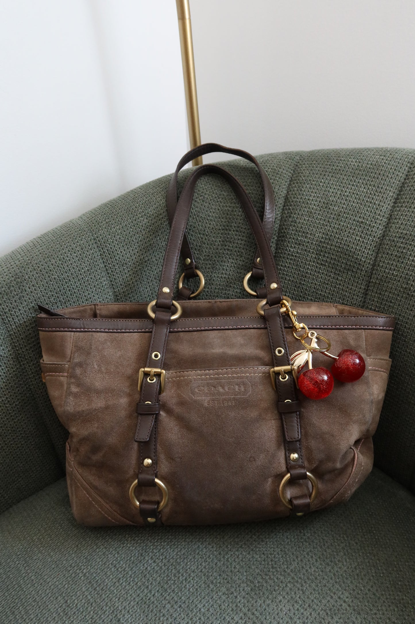 Coach Khaki Suede Tote Bag
