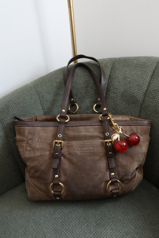 Coach Khaki Suede Tote Bag