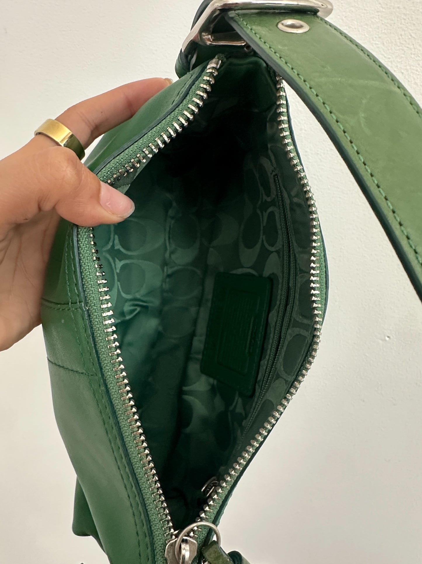 Green Coach Leather East West Bag