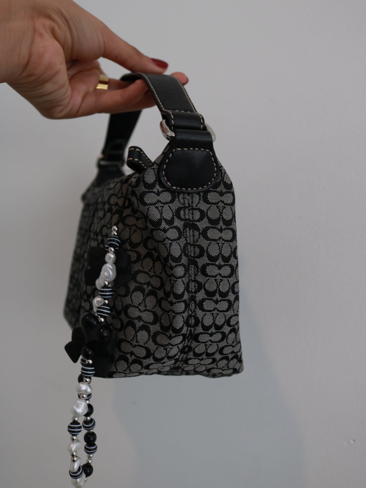 Coach Black Signature Top Handle Pochette