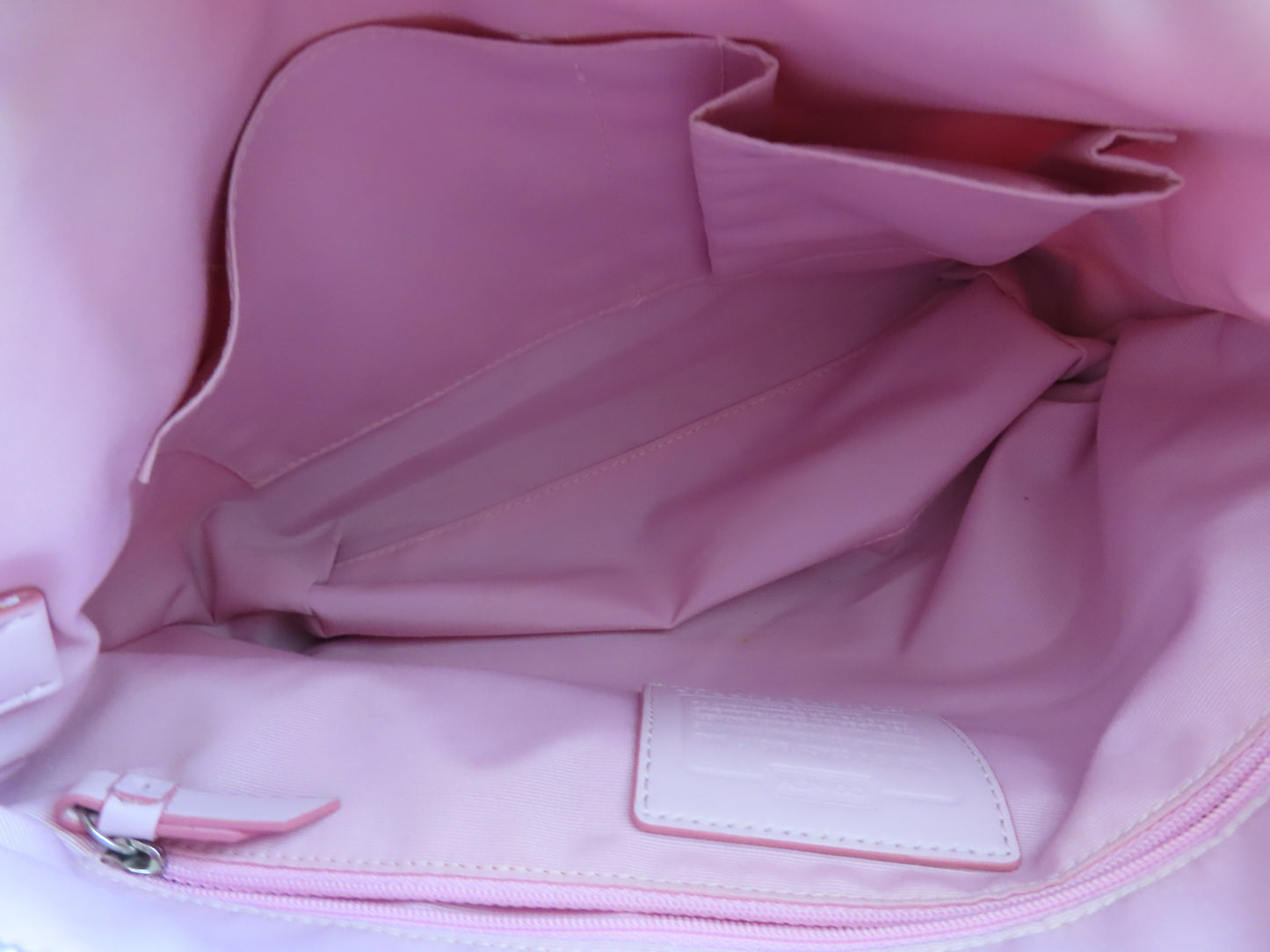 Coach Pink Monogram Stripe Tote Bag