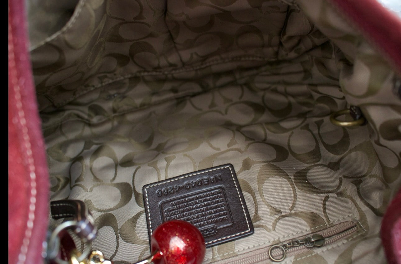 Coach Burgundy Suede Hobo Bag