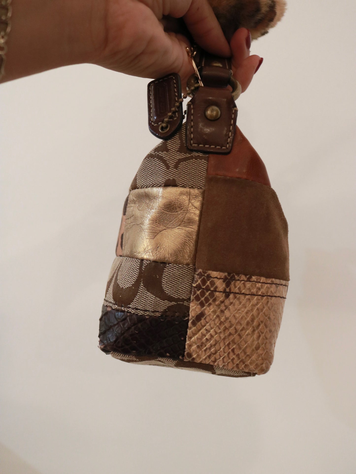 Coach Brown Leopard Patchwork Pochette