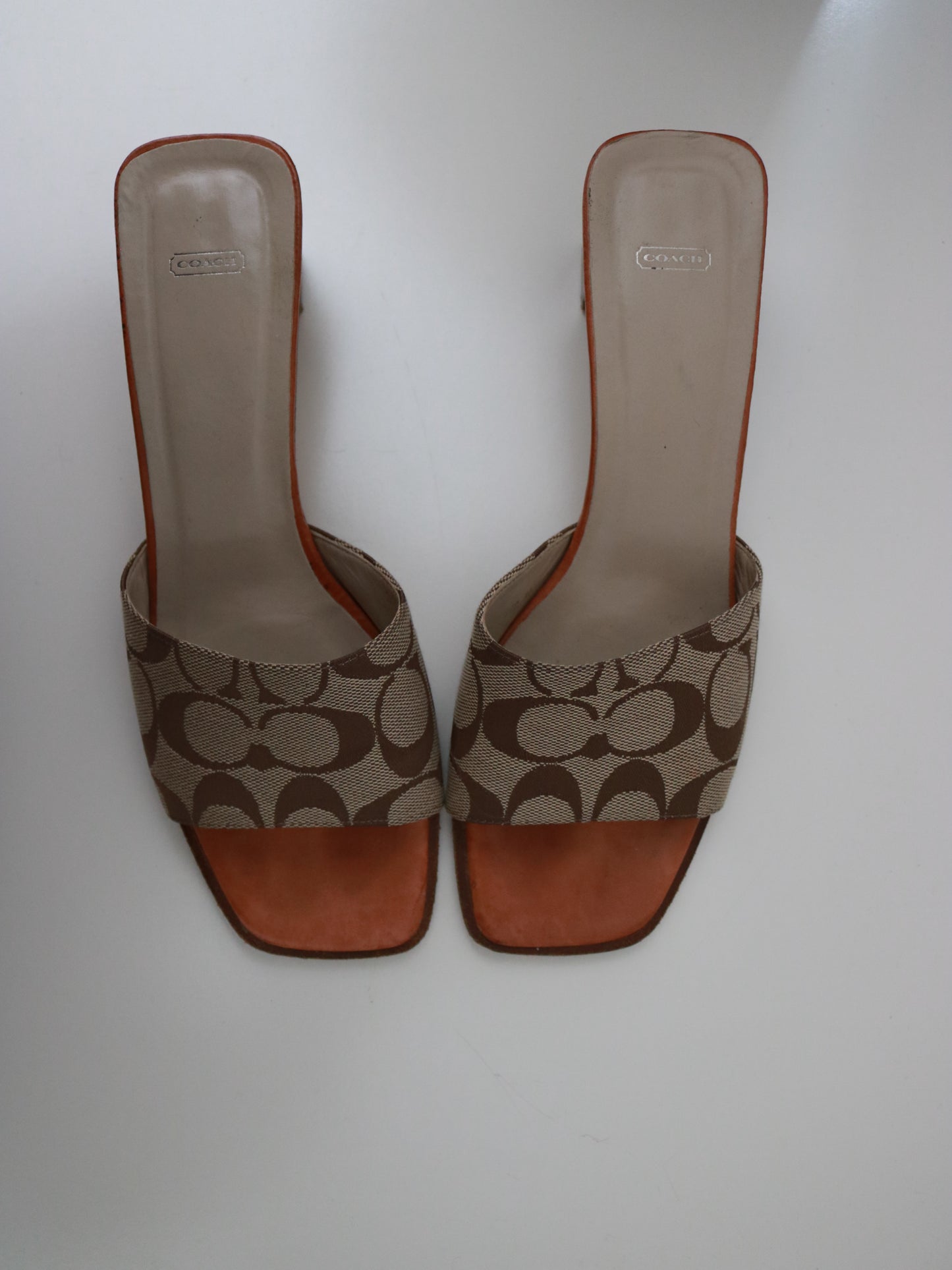 Tan Coach Signature Kitten Heels (Size 8.5B)