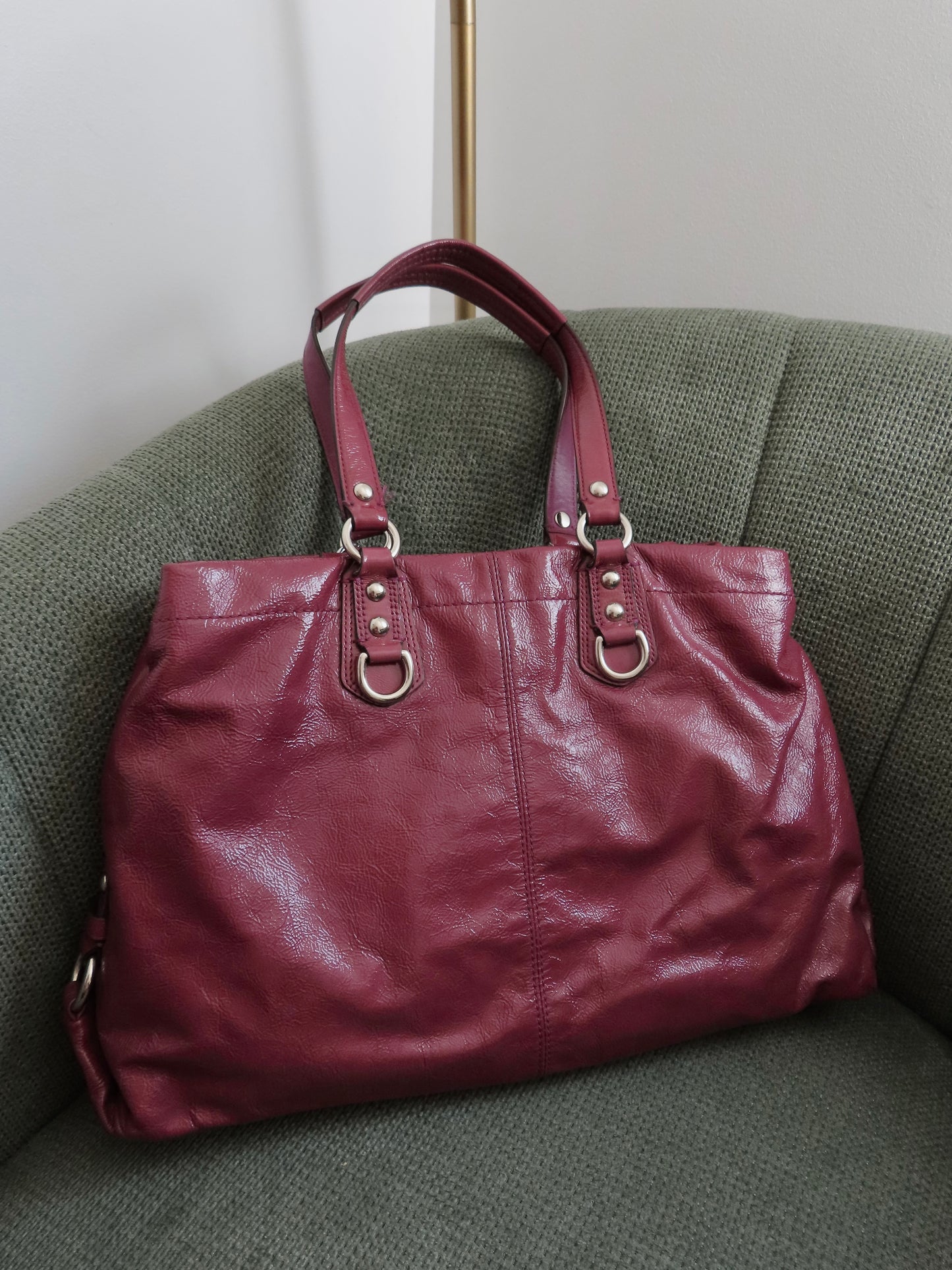 Coach Mauve Patent Leather Ashley Carry-All Bag