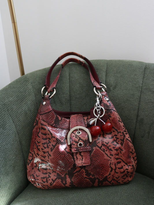 Rare Coach Snakeskin Burgundy Soho Lynn Bag