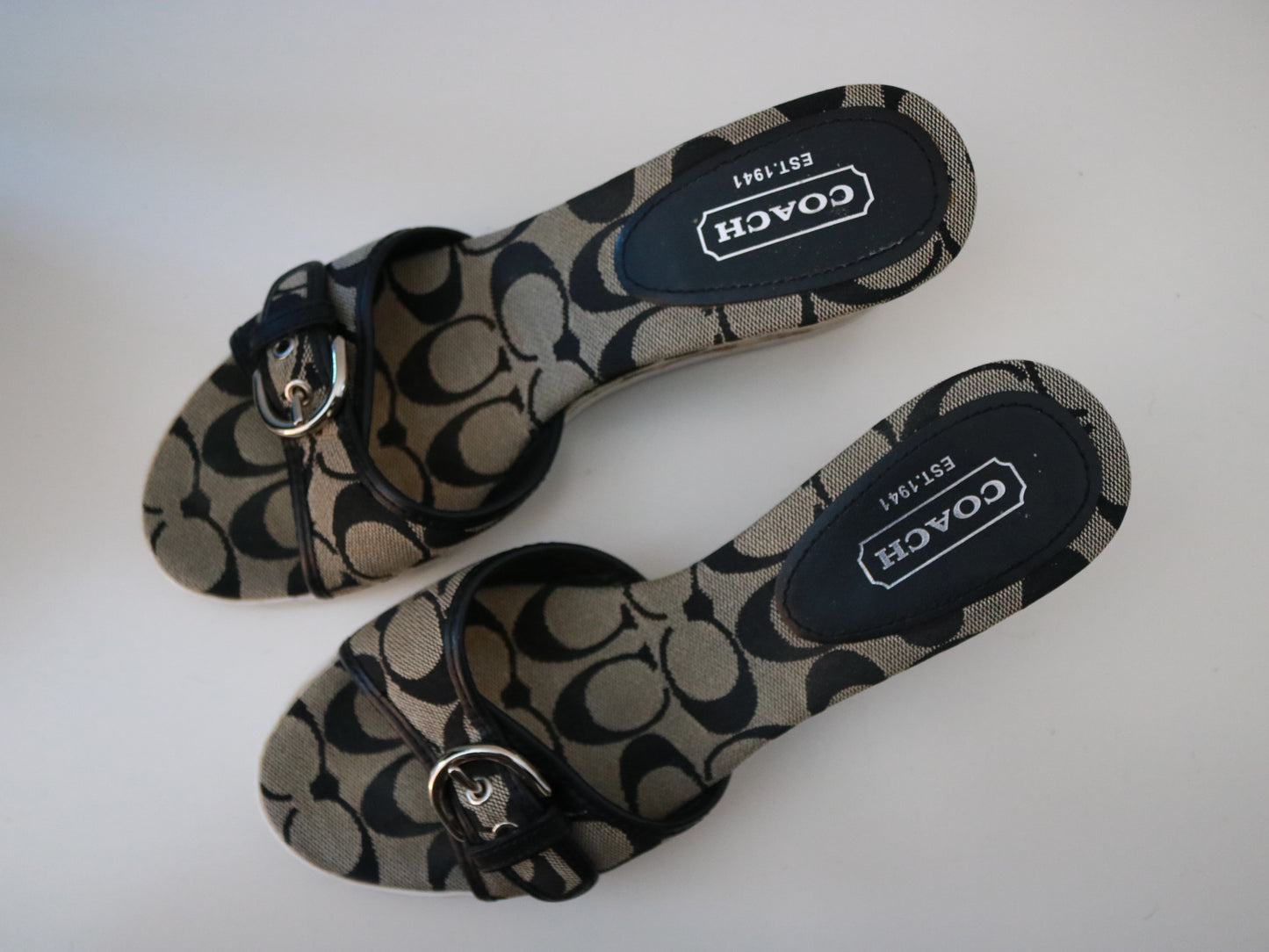 Coach Grey Signature Wedges (Size: 8B)