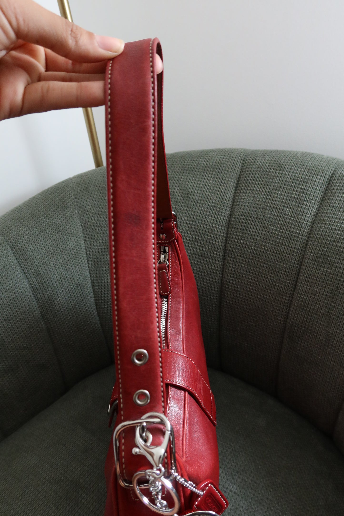 Coach Red Hamptons Hobo Bag