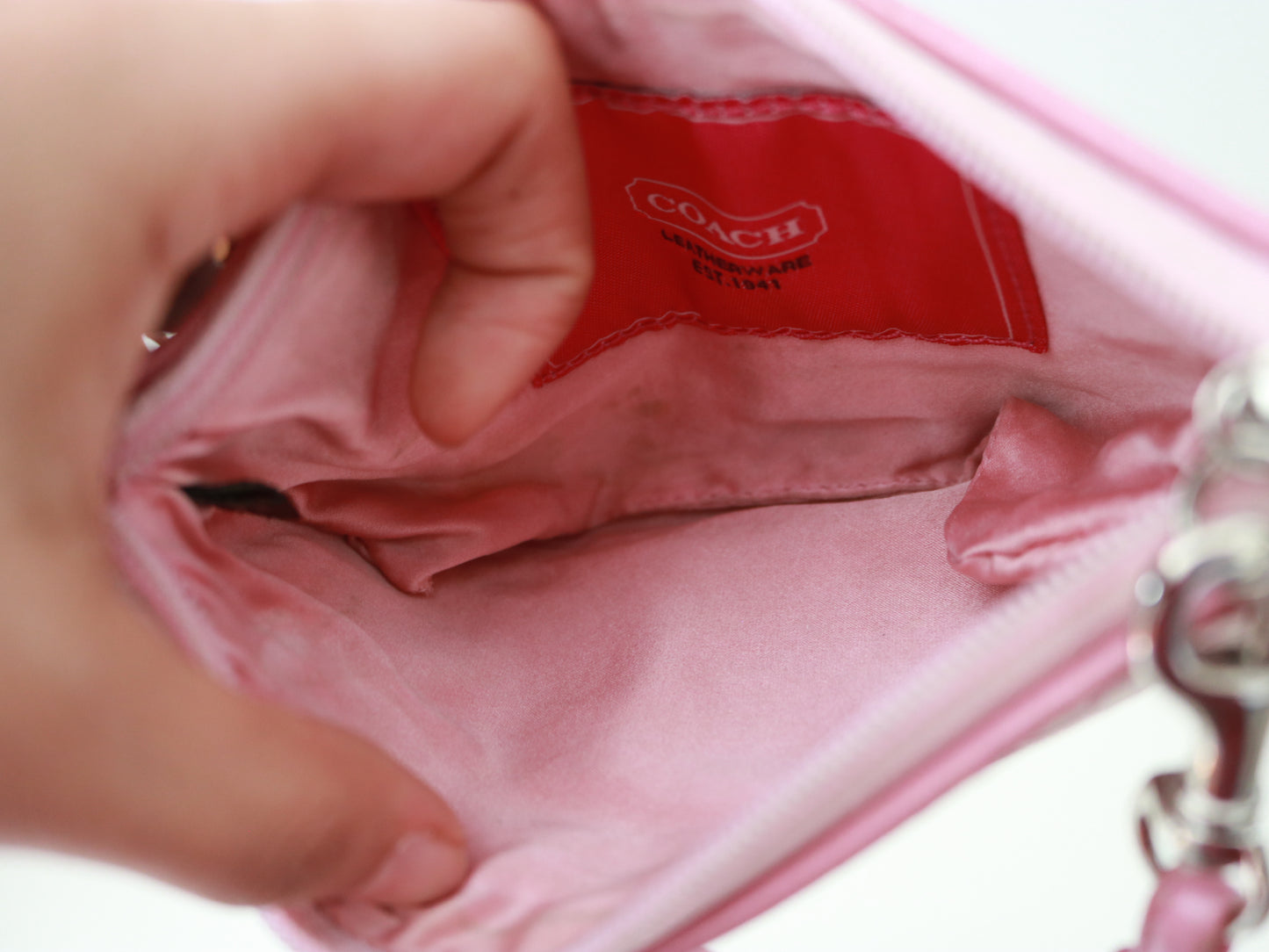 Rare Coach Pink Optic Shimmer Signature Wristlet