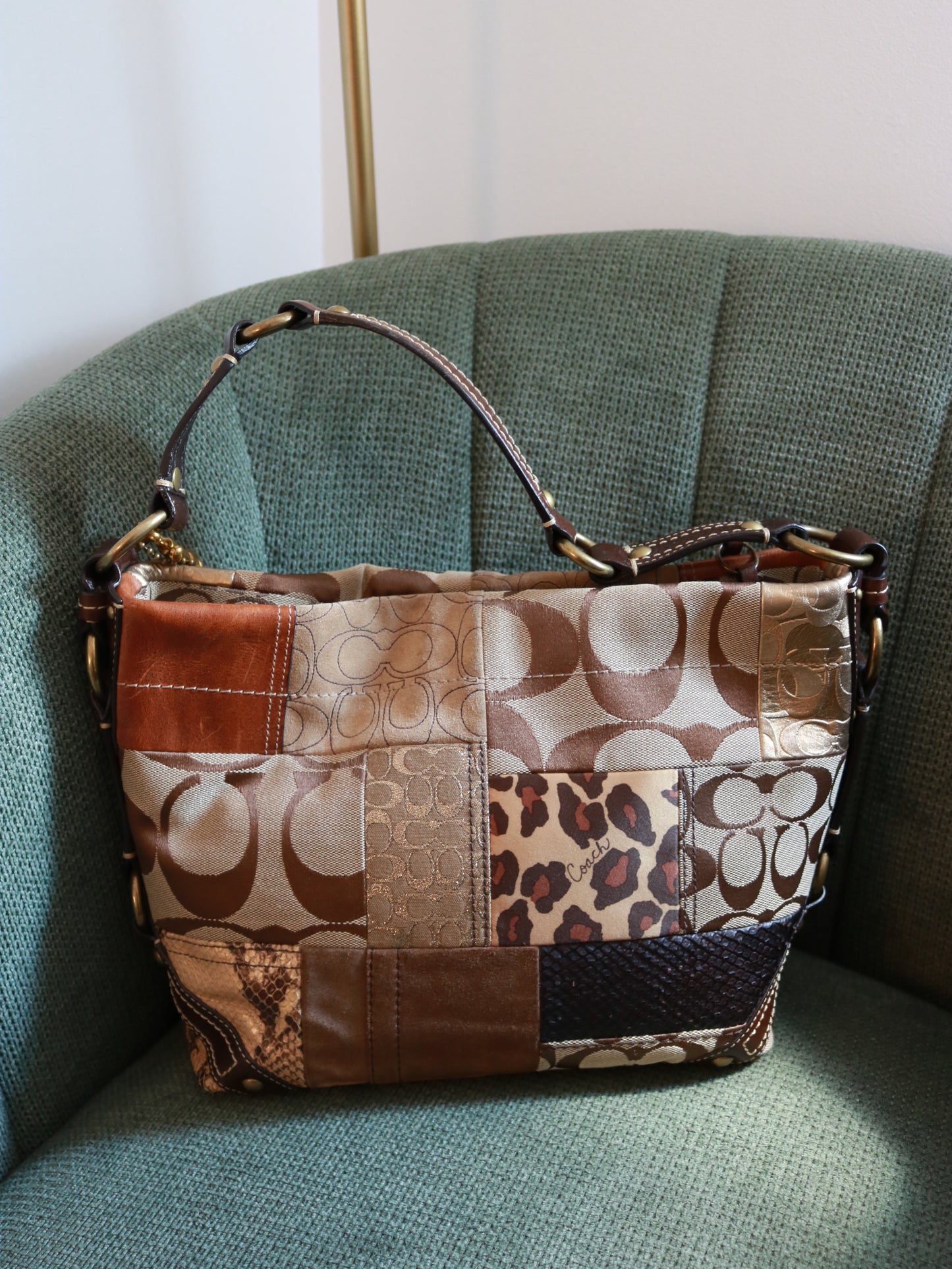 Rare Coach Leopard Patchwork Carly Bag
