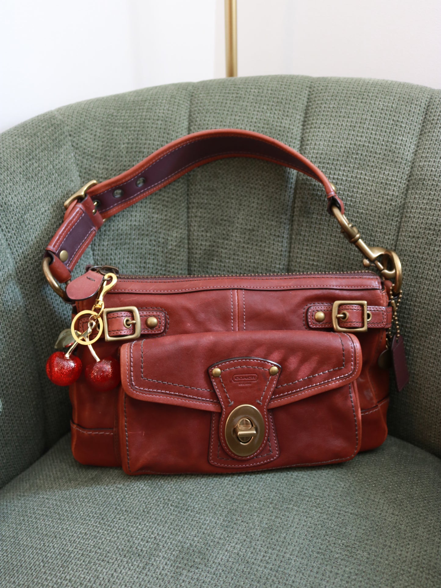 Whiskey Coach Legacy One Pocket Turnlock Shoulder Bag