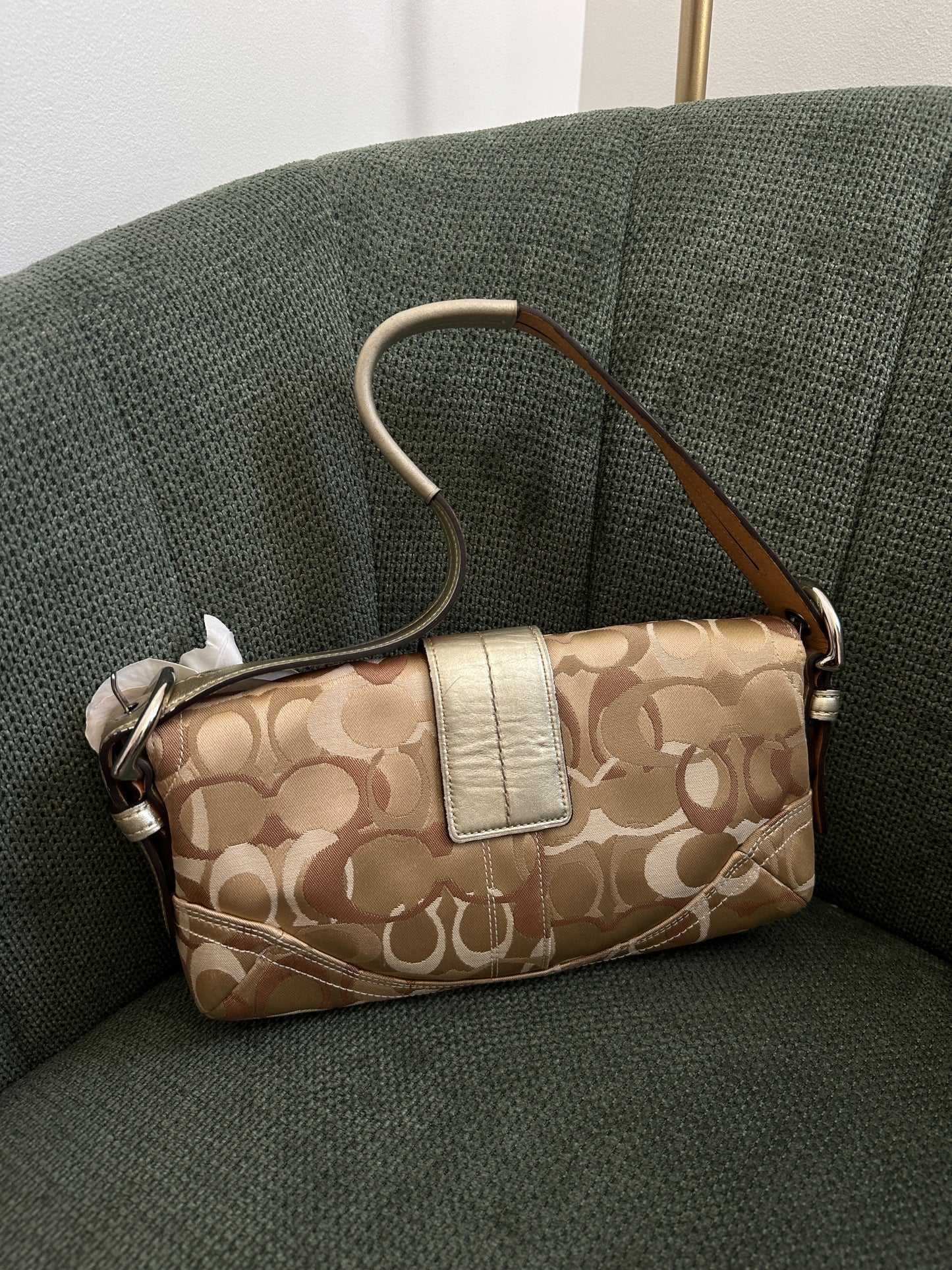 Coach Beige Optic Soho Baguette