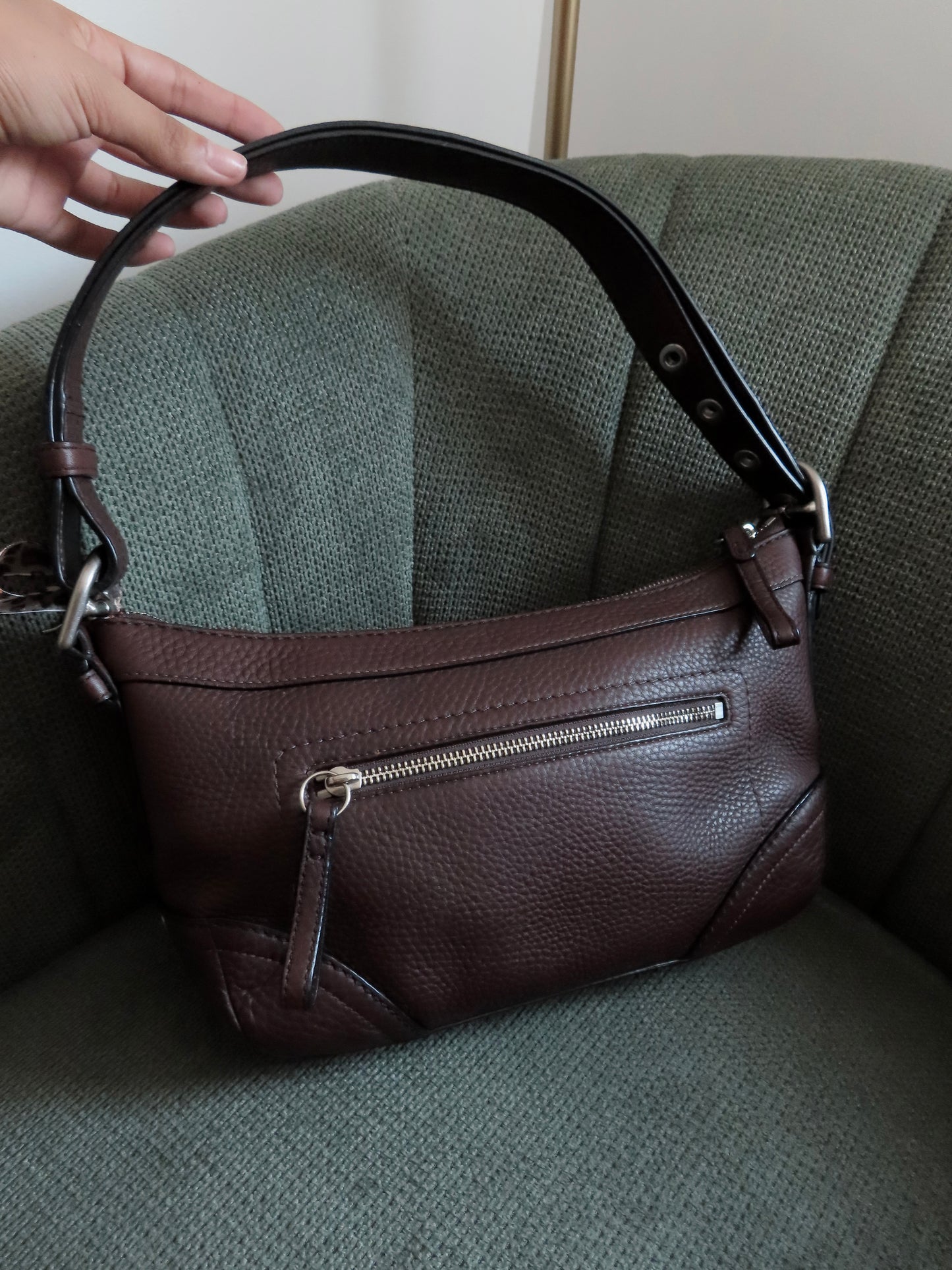 Coach Brown Pebbled Leather Shoulder Bag