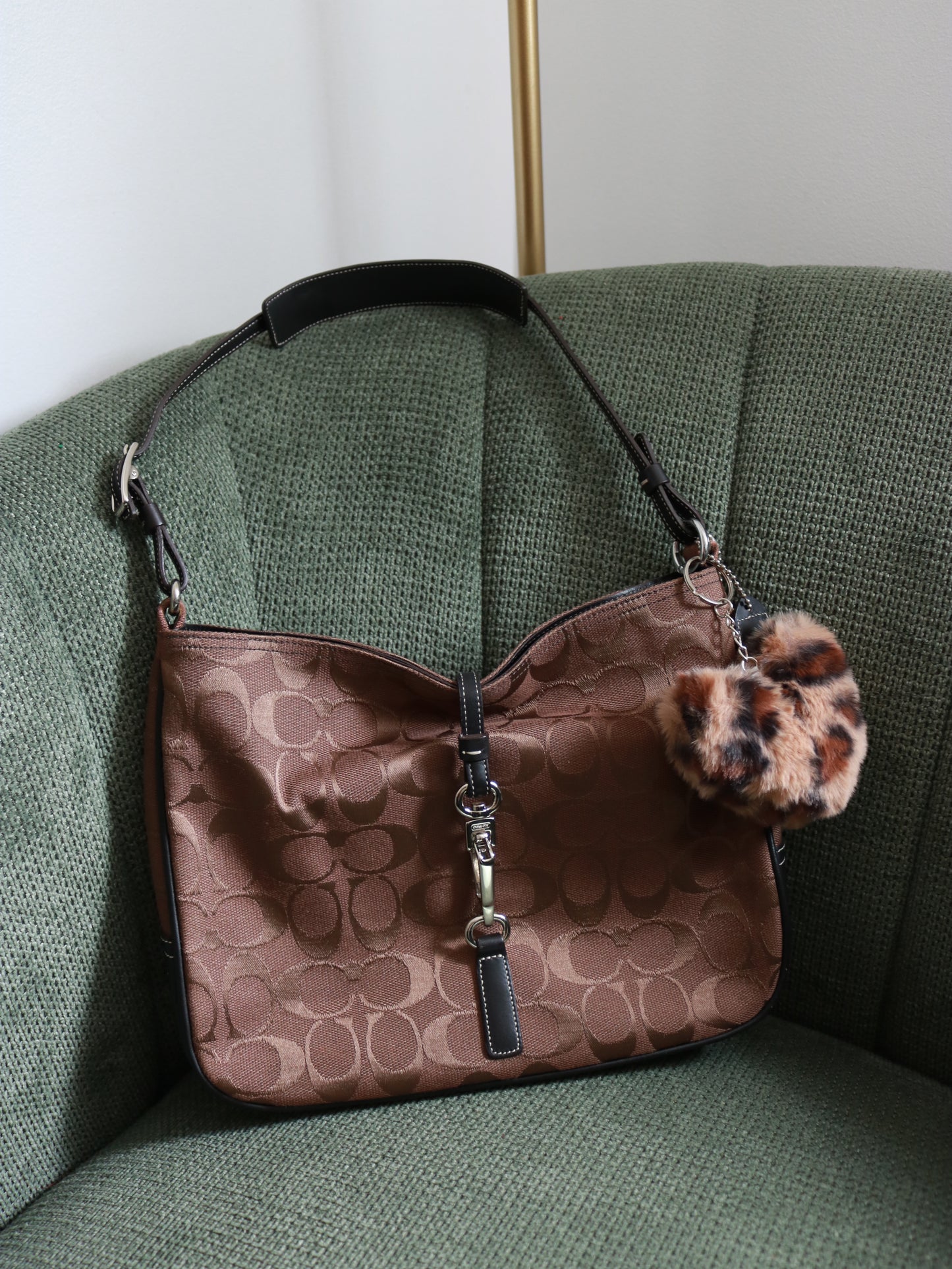 Coach Brown Monogram Hamptons Clip Bag