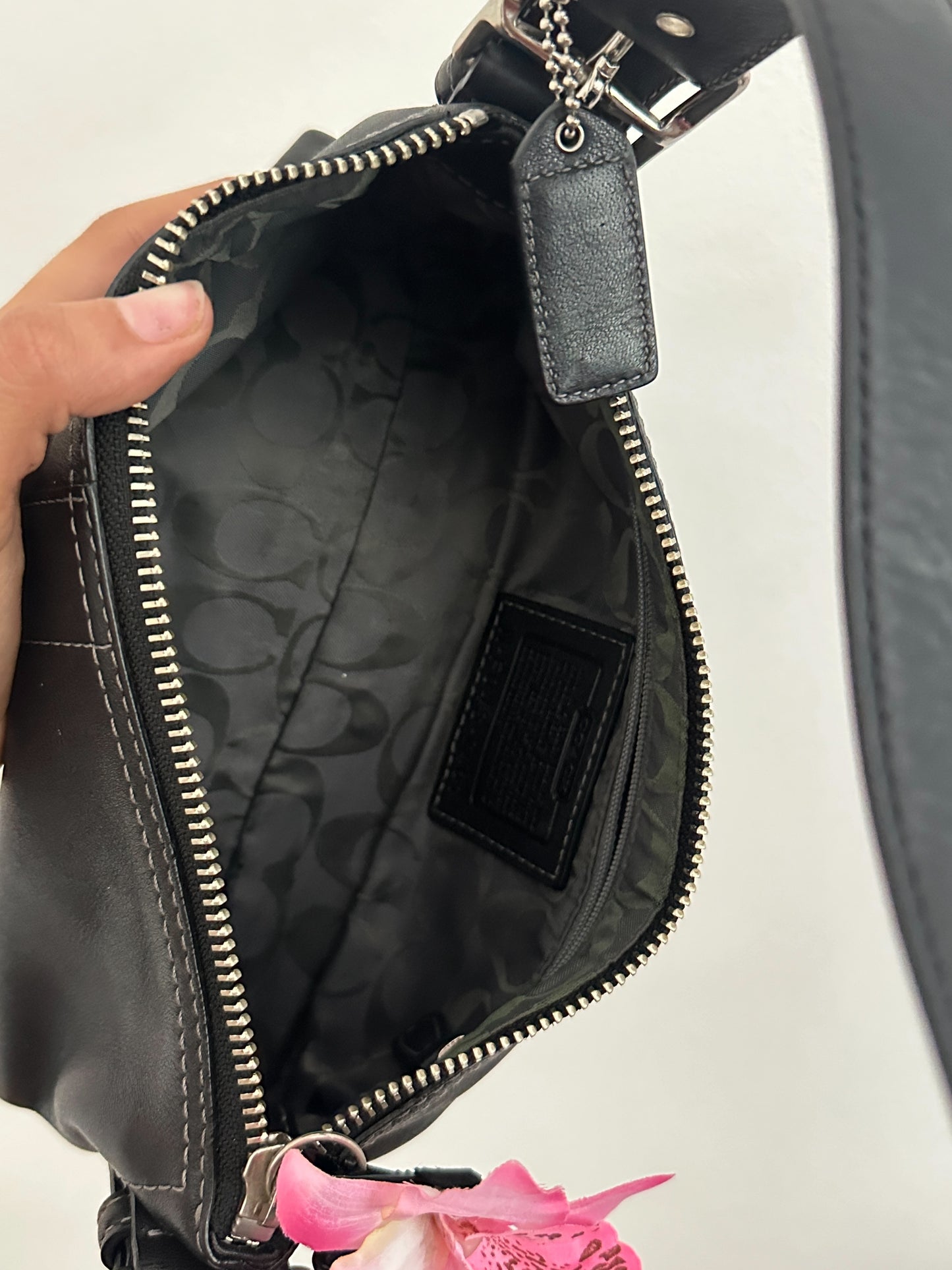 Coach Black Leather East West Bag