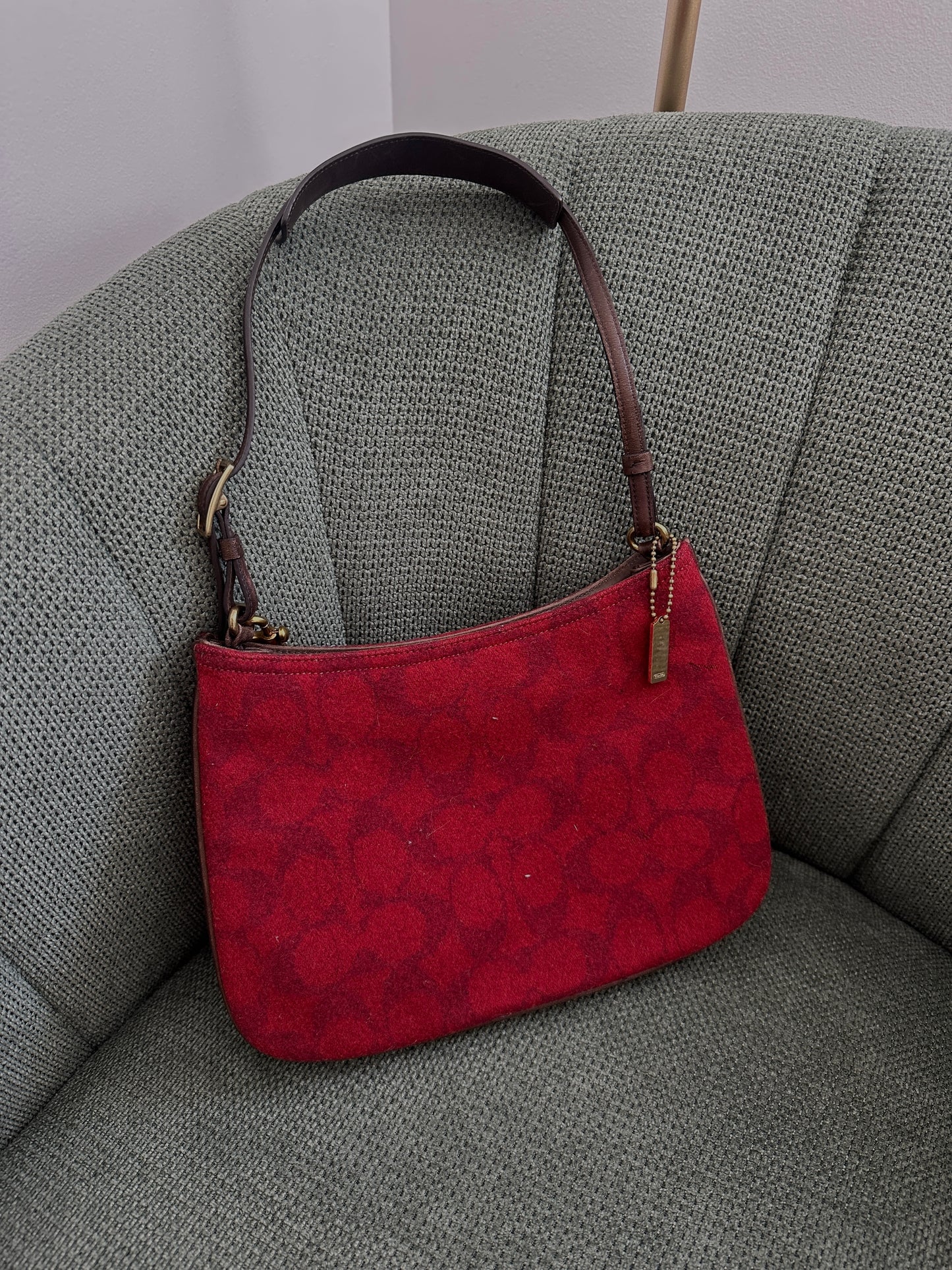 Coach Red Tweed Monogram Bag