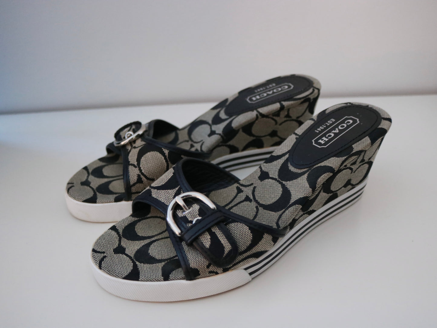 Coach Grey Signature Wedges (Size: 8B)