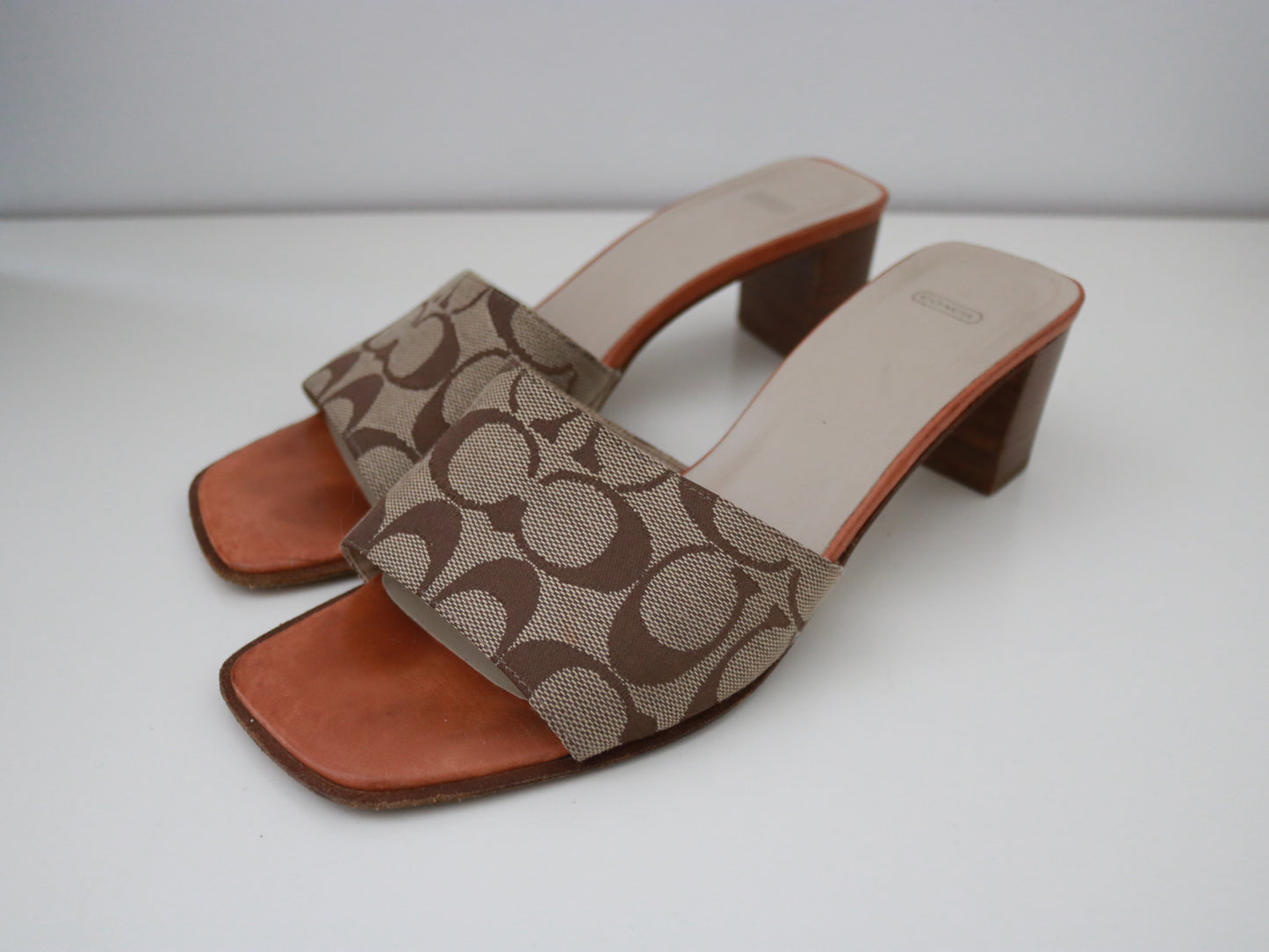 Tan Coach Signature Kitten Heels (Size 8.5B)