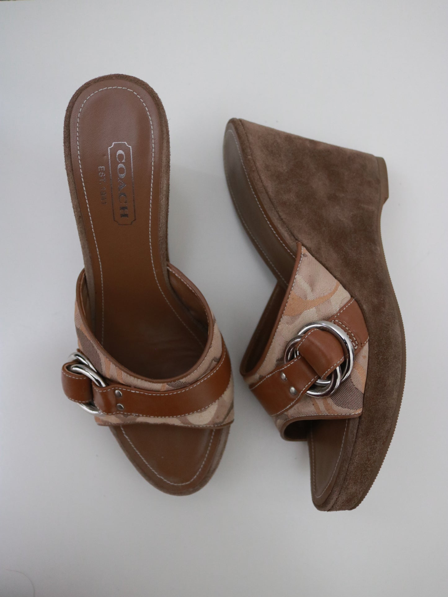 Tan Coach Signature Wedges (Size 8)