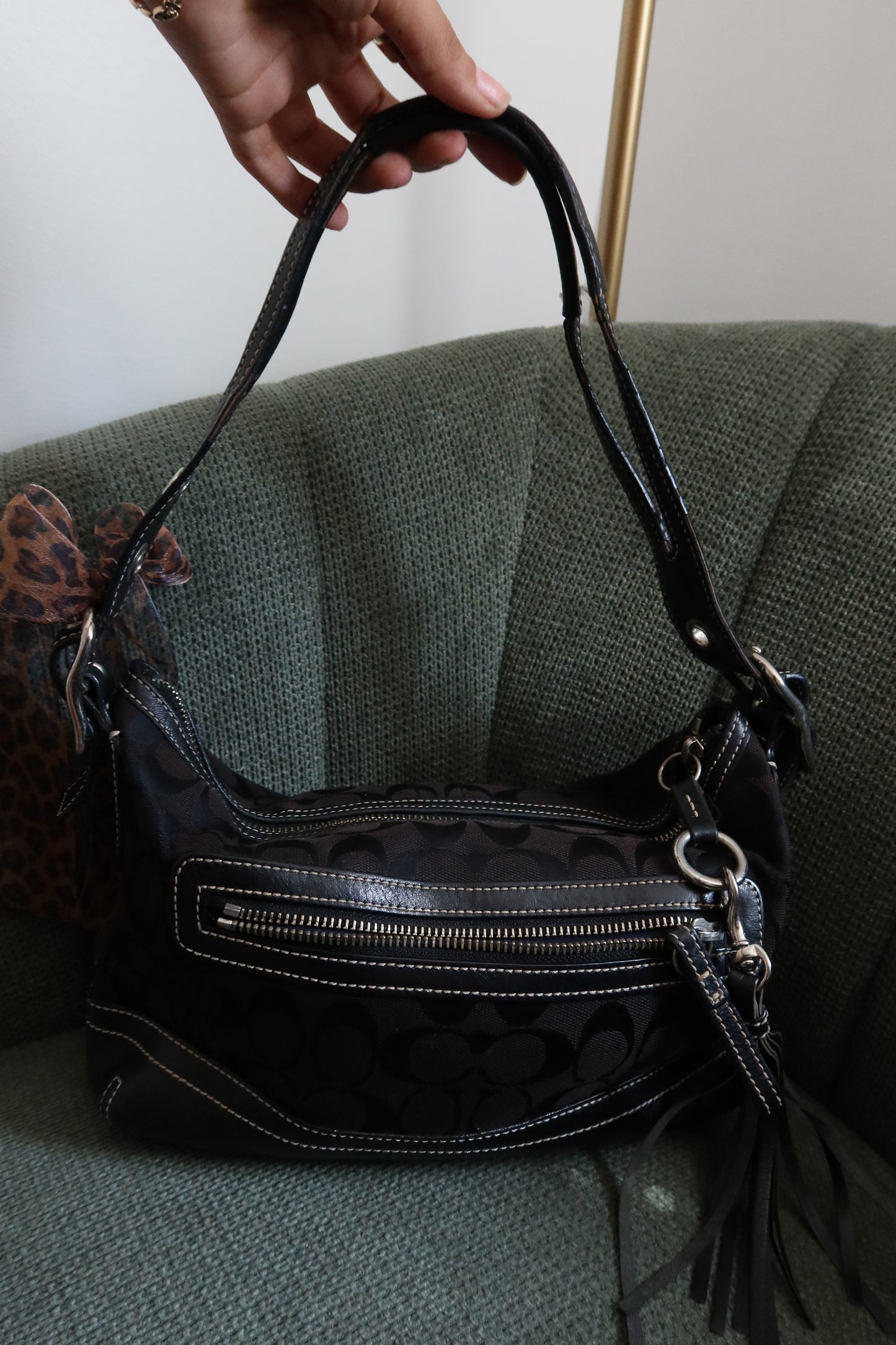 Coach Black Monogram Shoulder Bag