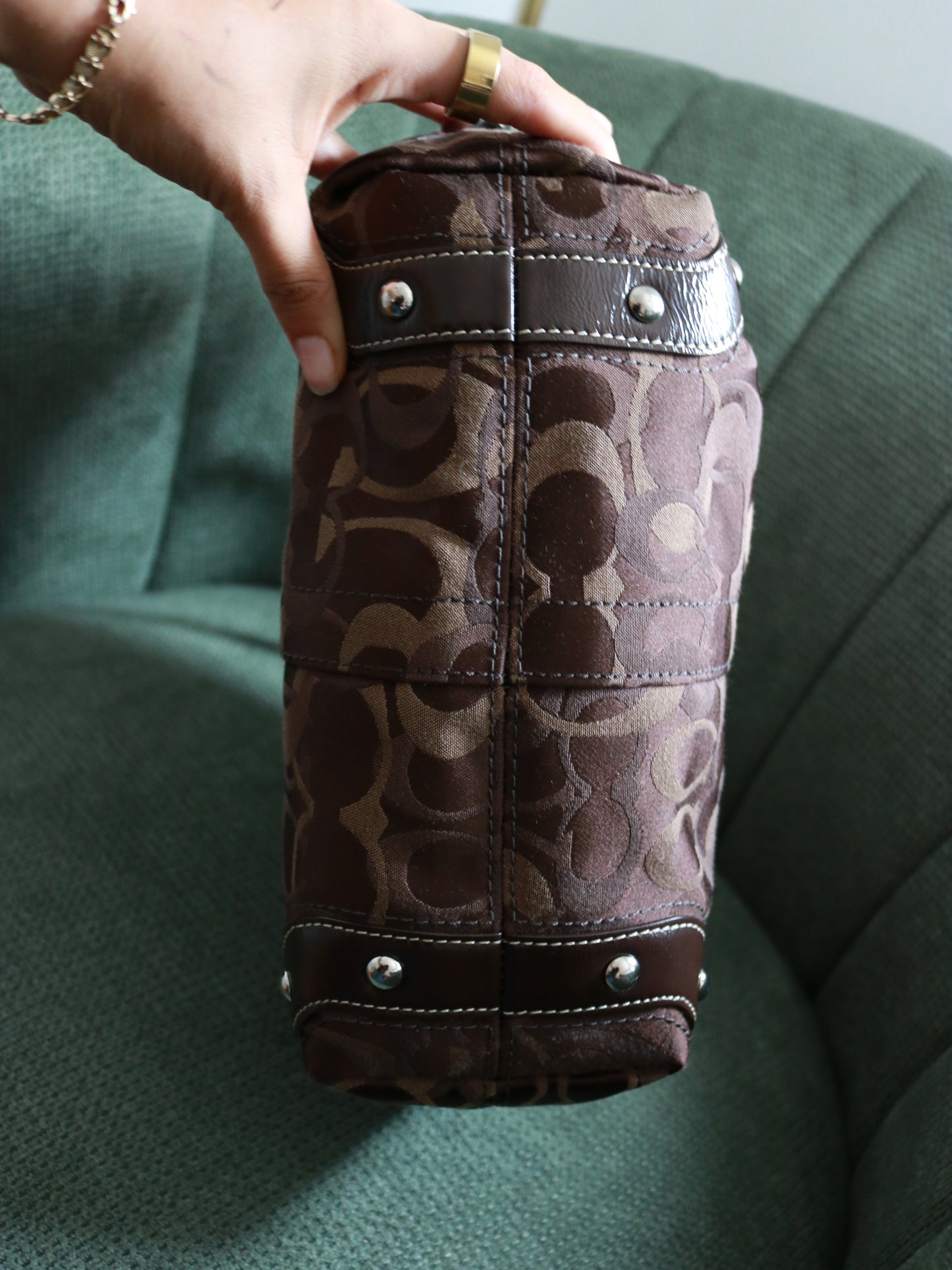 Coach Brown Monogram Carly Shoulder Bag