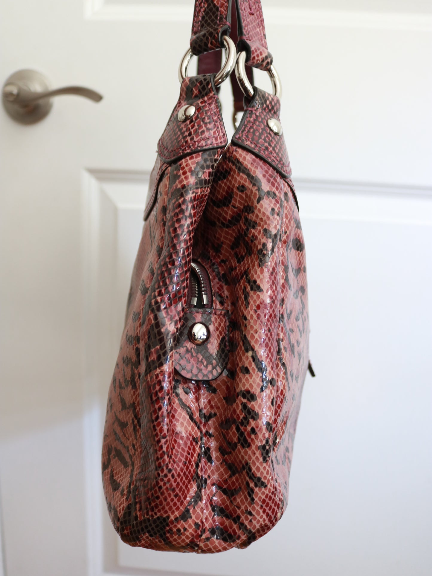 Rare Coach Snakeskin Burgundy Soho Lynn Bag