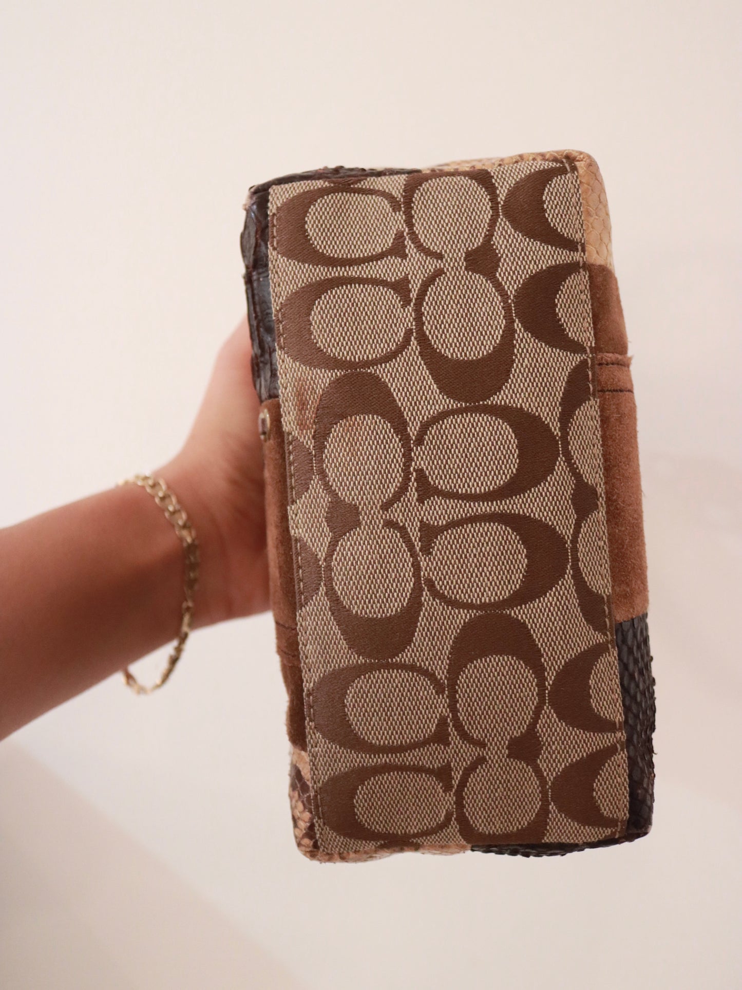 Coach Brown Leopard Patchwork Pochette