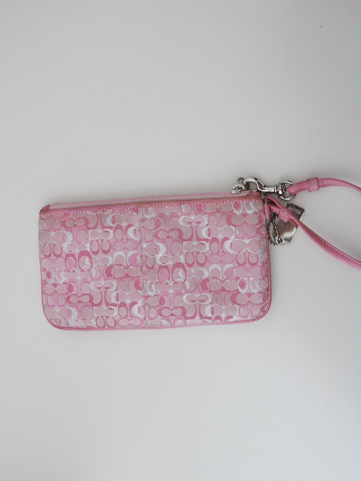 Rare Coach Pink Optic Shimmer Signature Wristlet