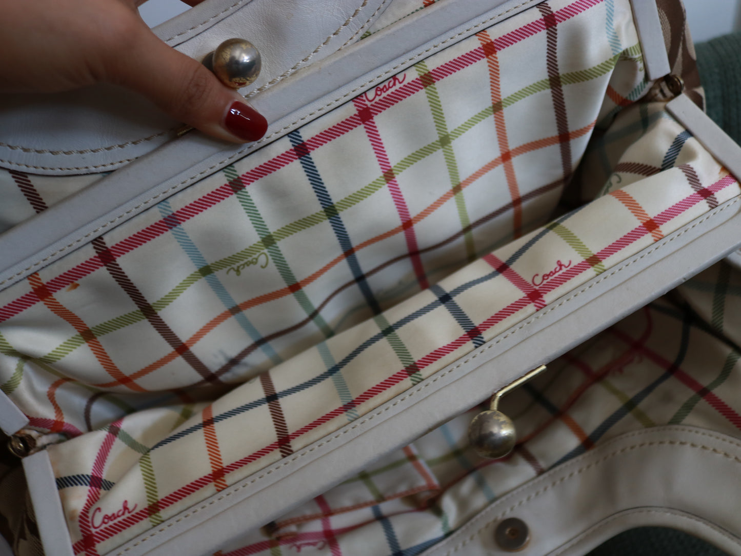 Coach Brown Signature Ergo Kisslock Bag