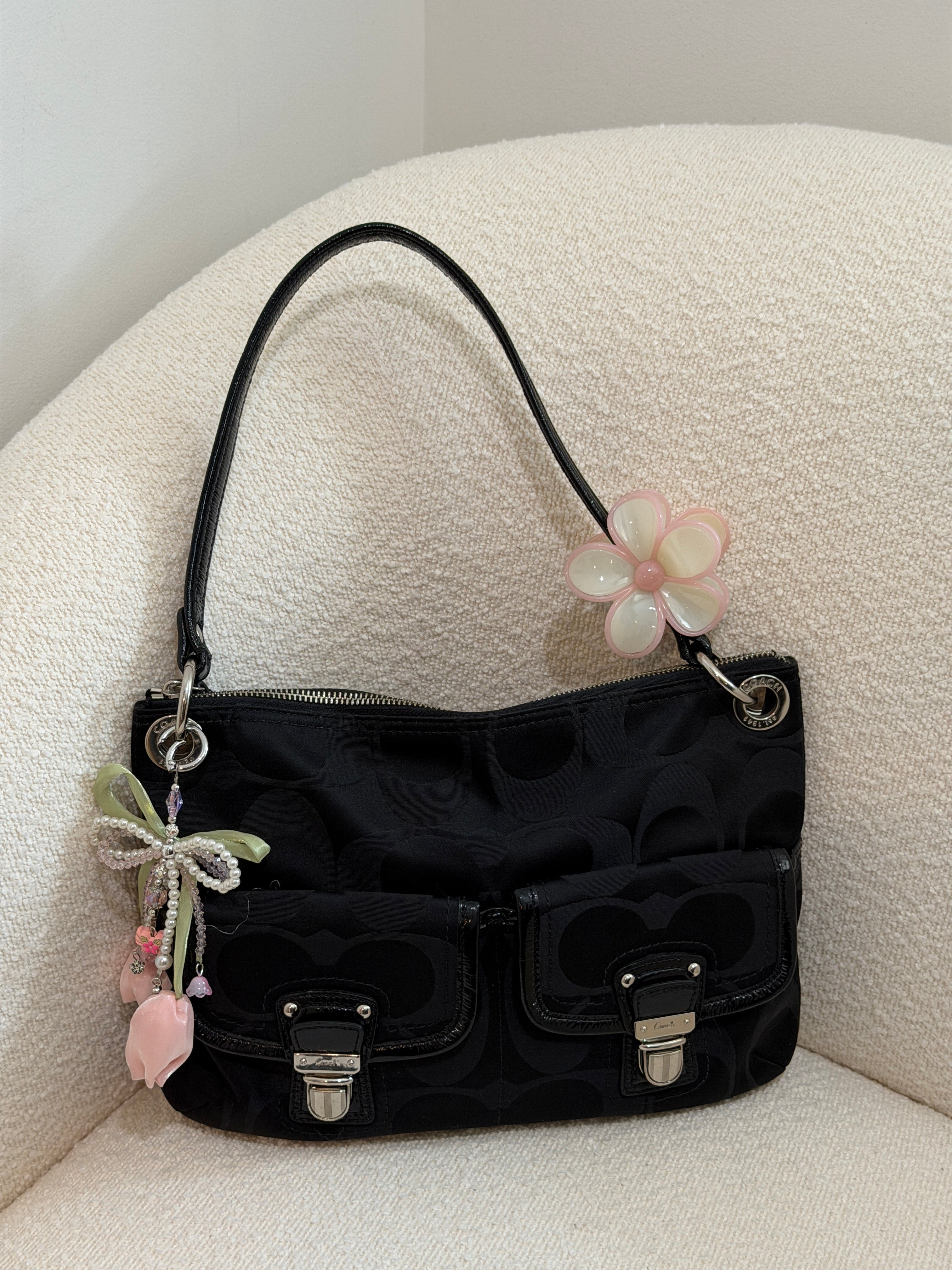 Black Coach Poppy Double Pocket Pushlock Bag – Couture Collective
