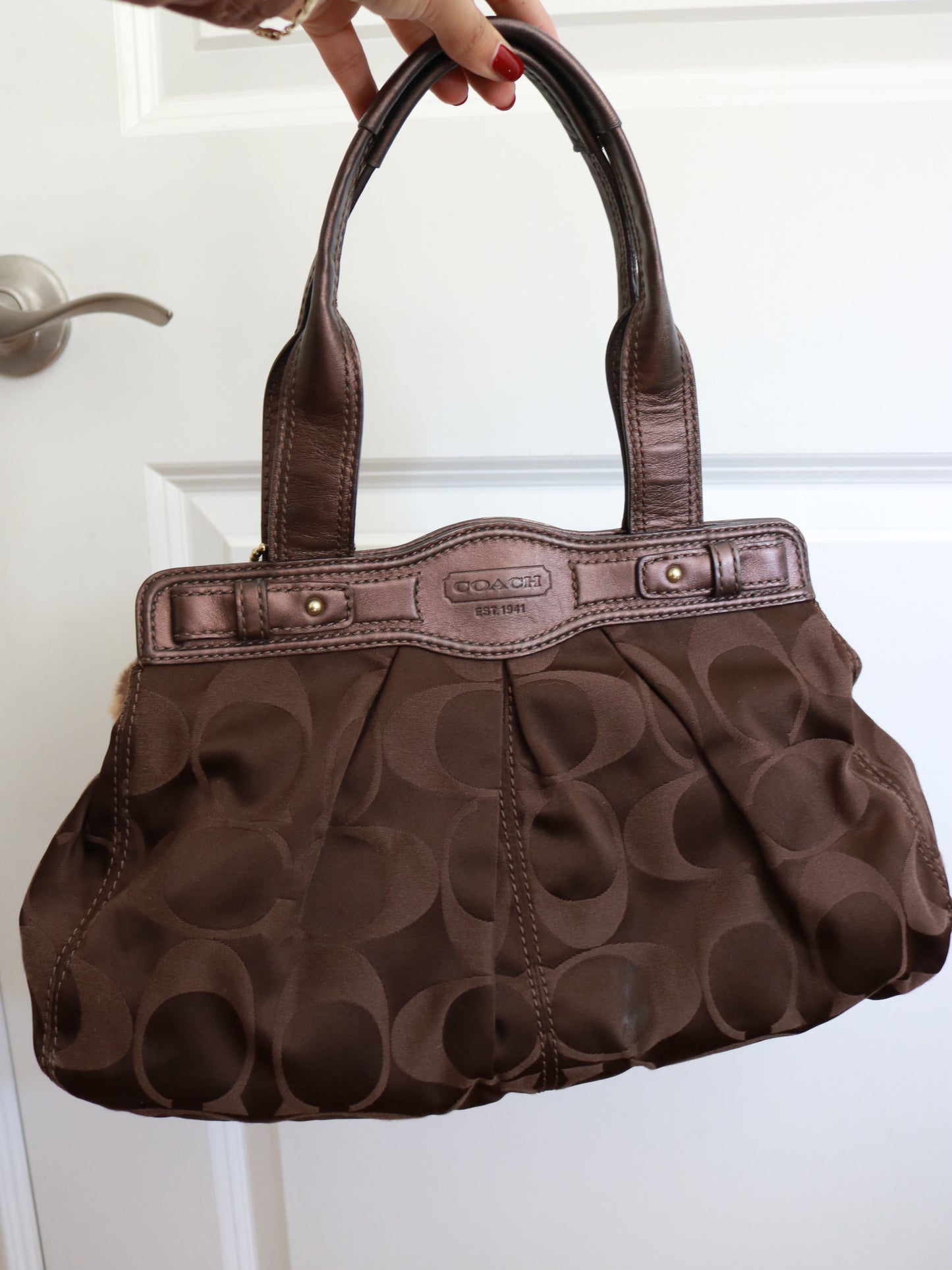 Coach Brown Garnett Turnlock Bag