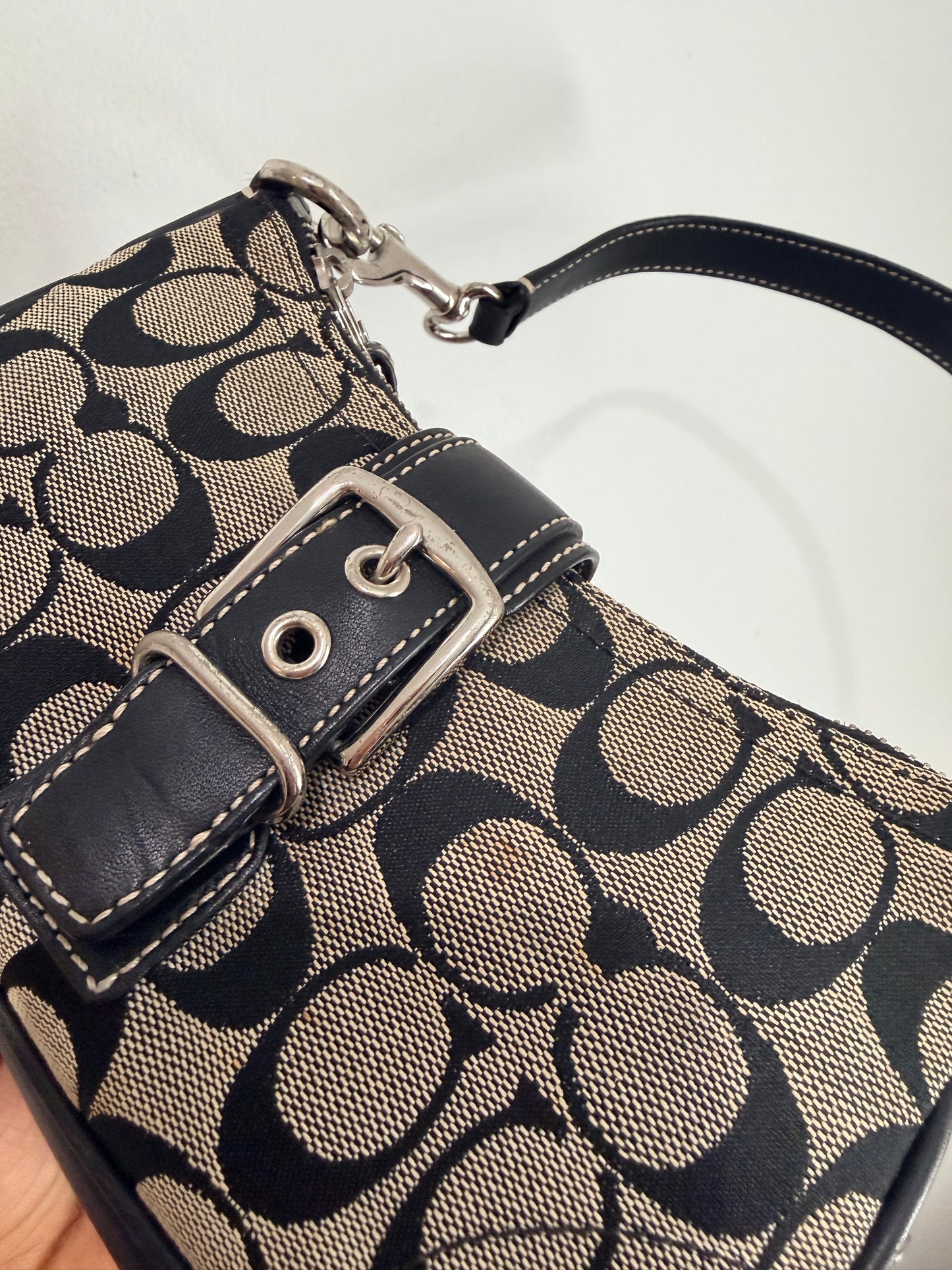 Grey Coach Demi Hamptons Canvas Buckle Bag