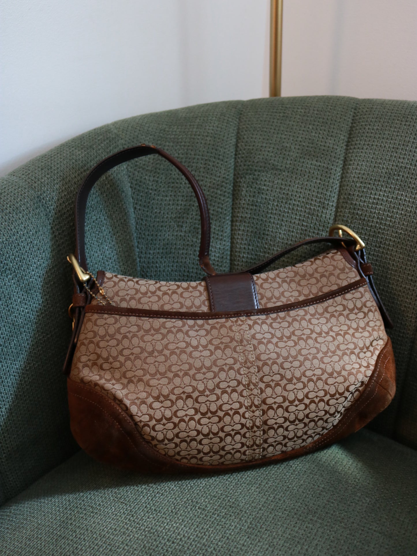 Rare Coach Brown Signature Soho Bag with Brass Hardware
