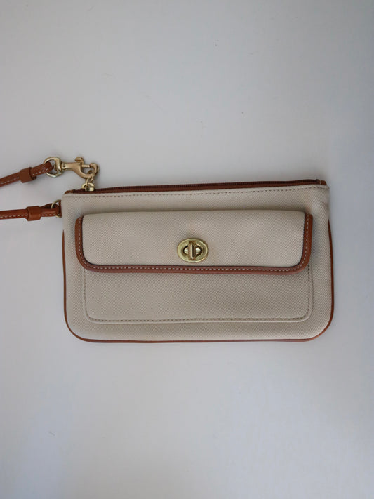 Coach White Turnlock Wristlet