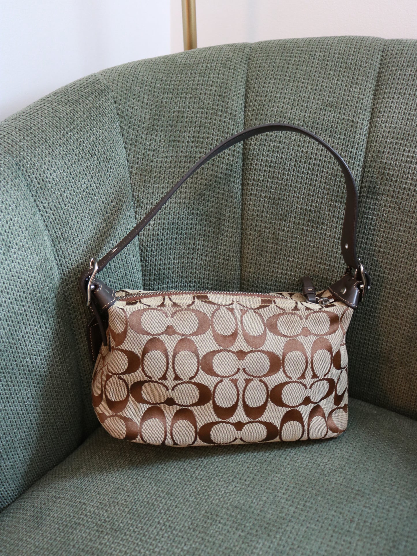 Brown Coach Signature Demi Shoulder Bag