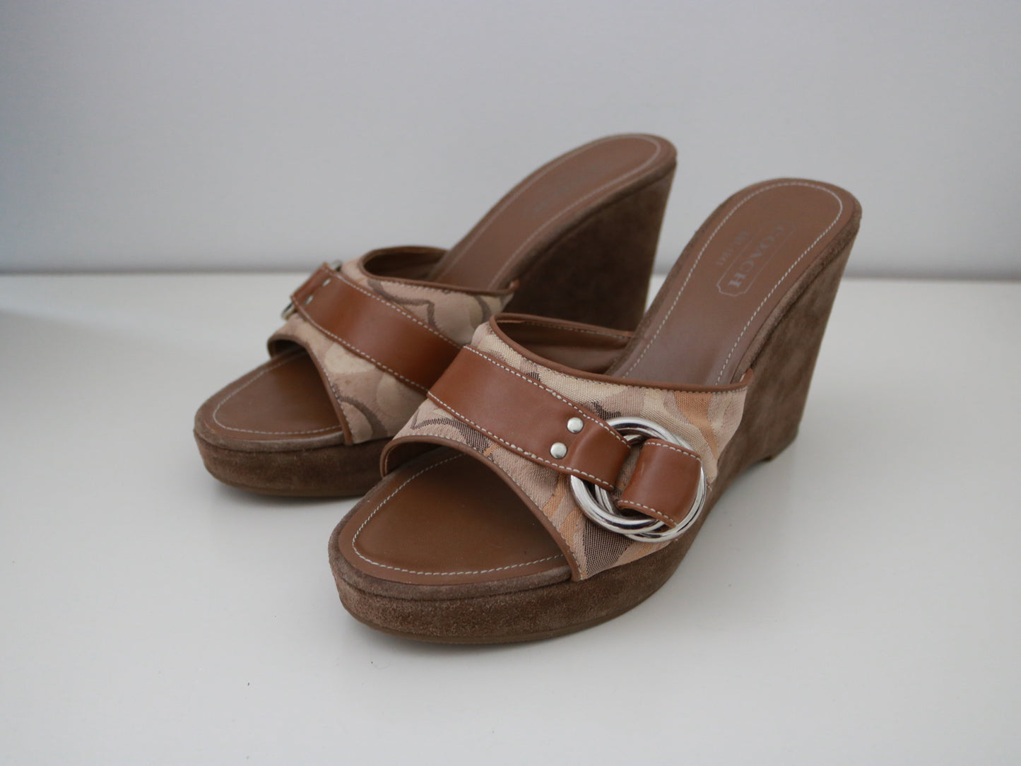 Tan Coach Signature Wedges (Size 8)