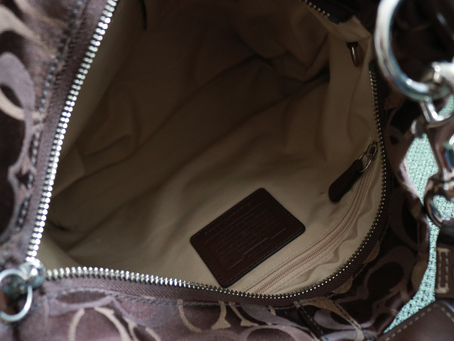 Coach Brown Monogram Carly Shoulder Bag