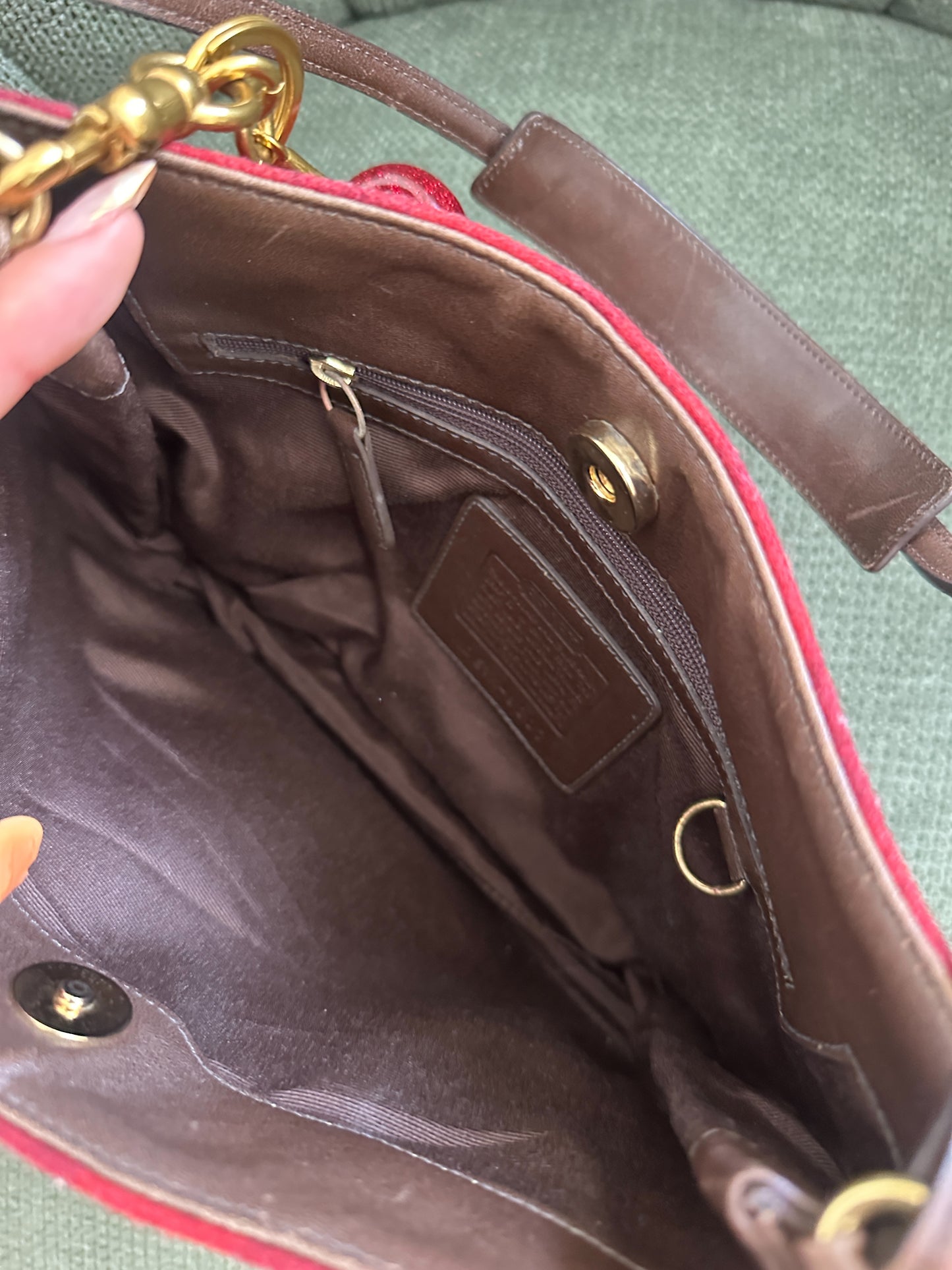 Coach Red Tweed Monogram Bag