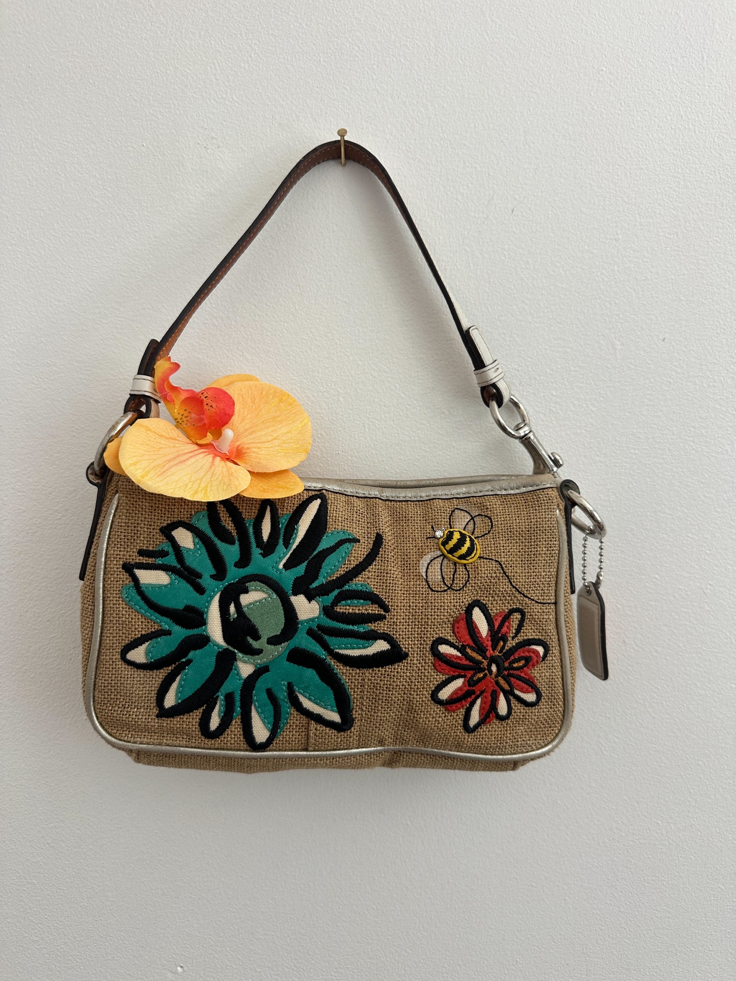 Coach Straw Woven Bumble Bee Bag