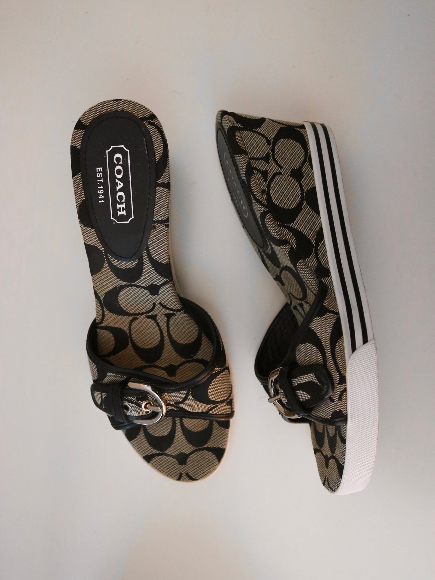 Coach Grey Signature Wedges (Size: 8B)
