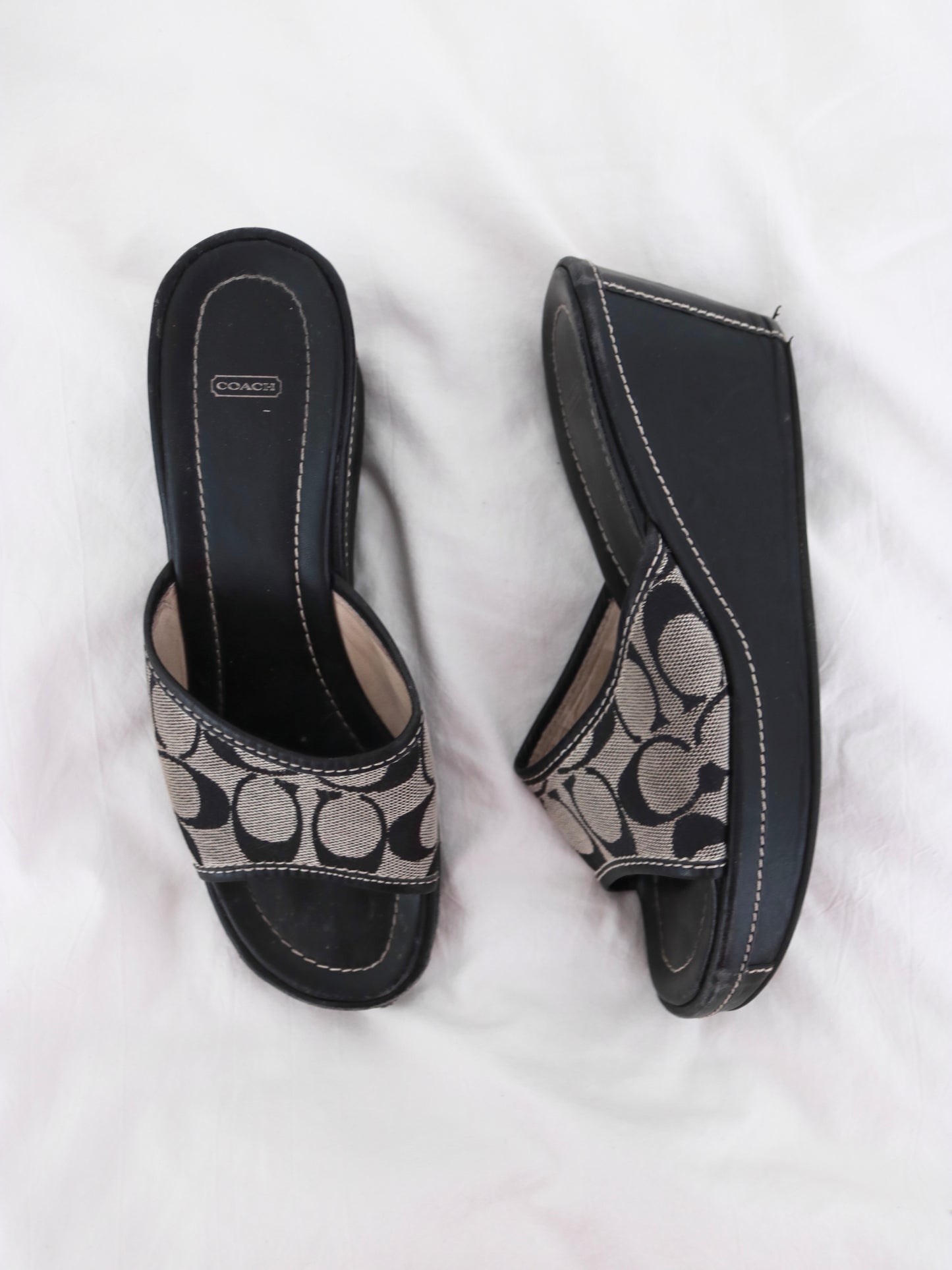 Coach Grey Signature Wedges (Size: 7.5)