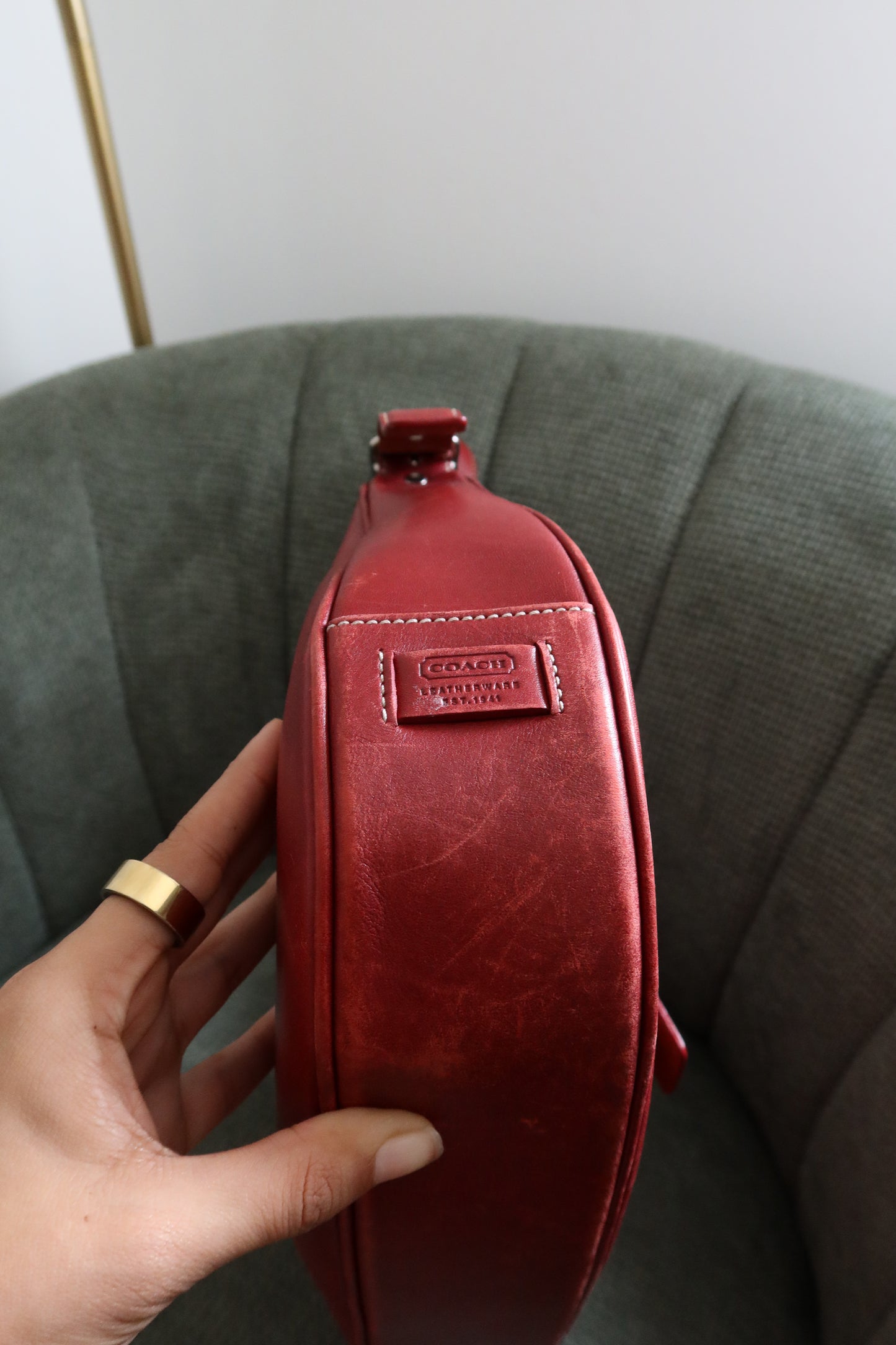 Coach Red Hamptons Hobo Bag