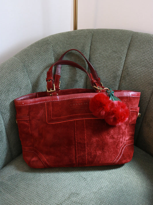 Coach Red Suede Gallery Tote Bag