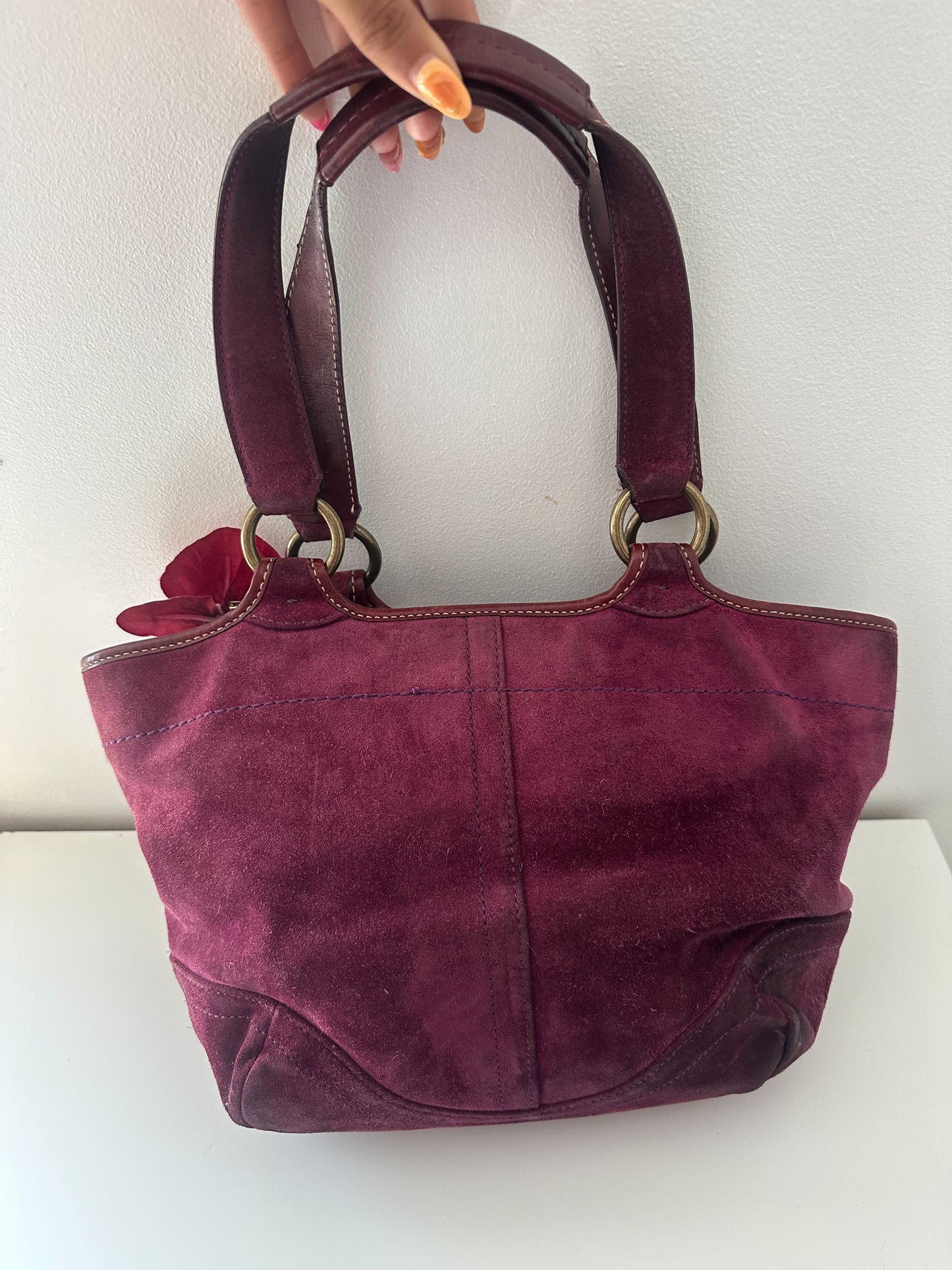Coach Purple Suede Mini Tote Bag