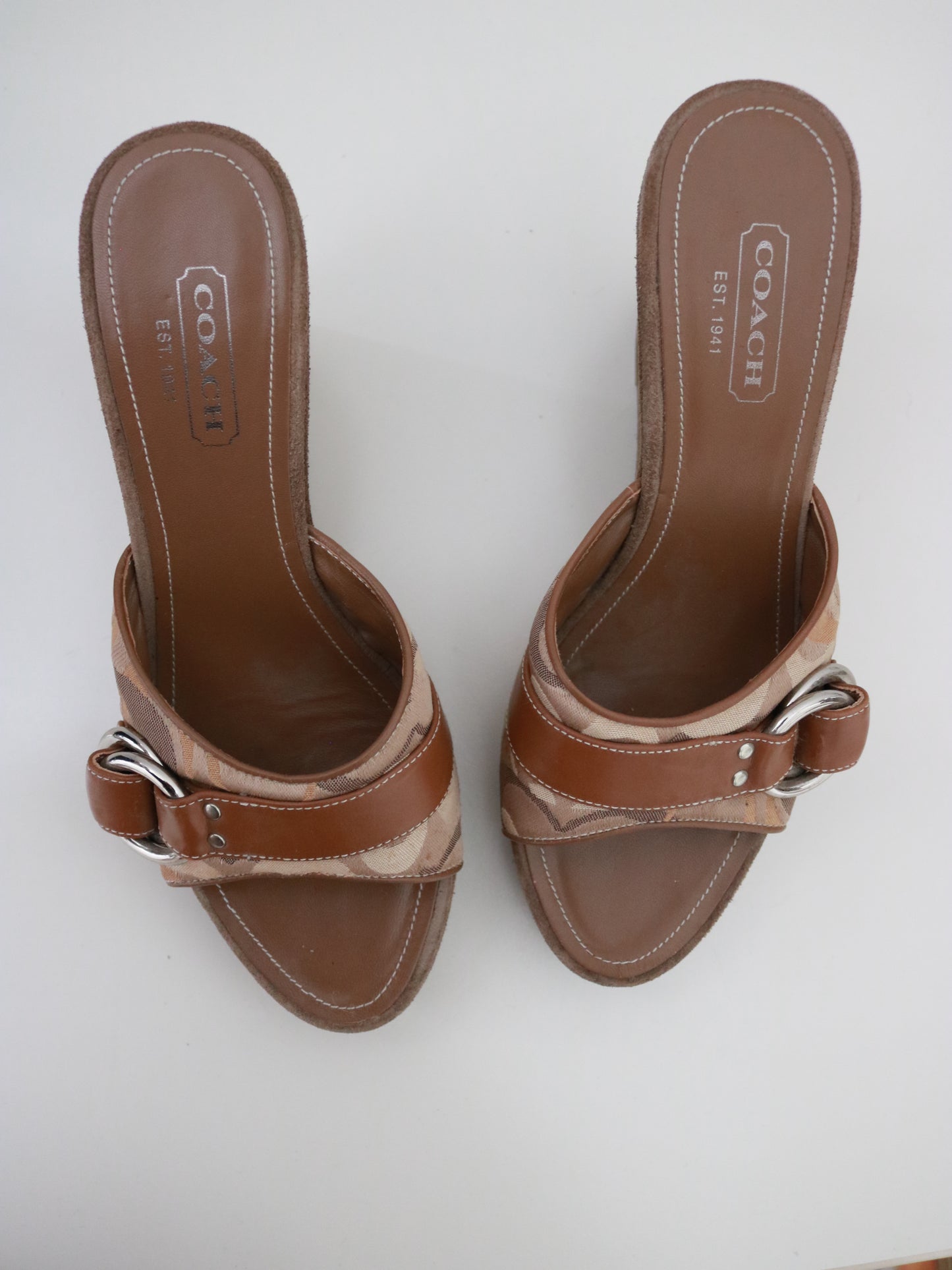 Tan Coach Signature Wedges (Size 8)