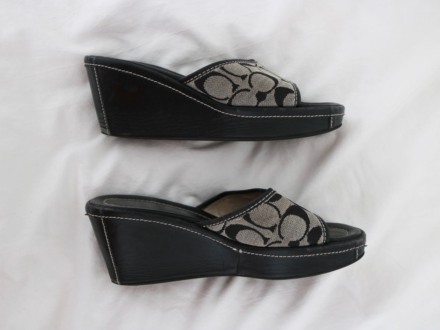 Coach Grey Signature Wedges (Size: 7.5)